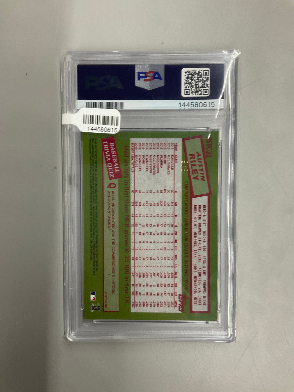 2020 Topps Chrome Austin Riley 85 Red /5 PSA 10 Braves