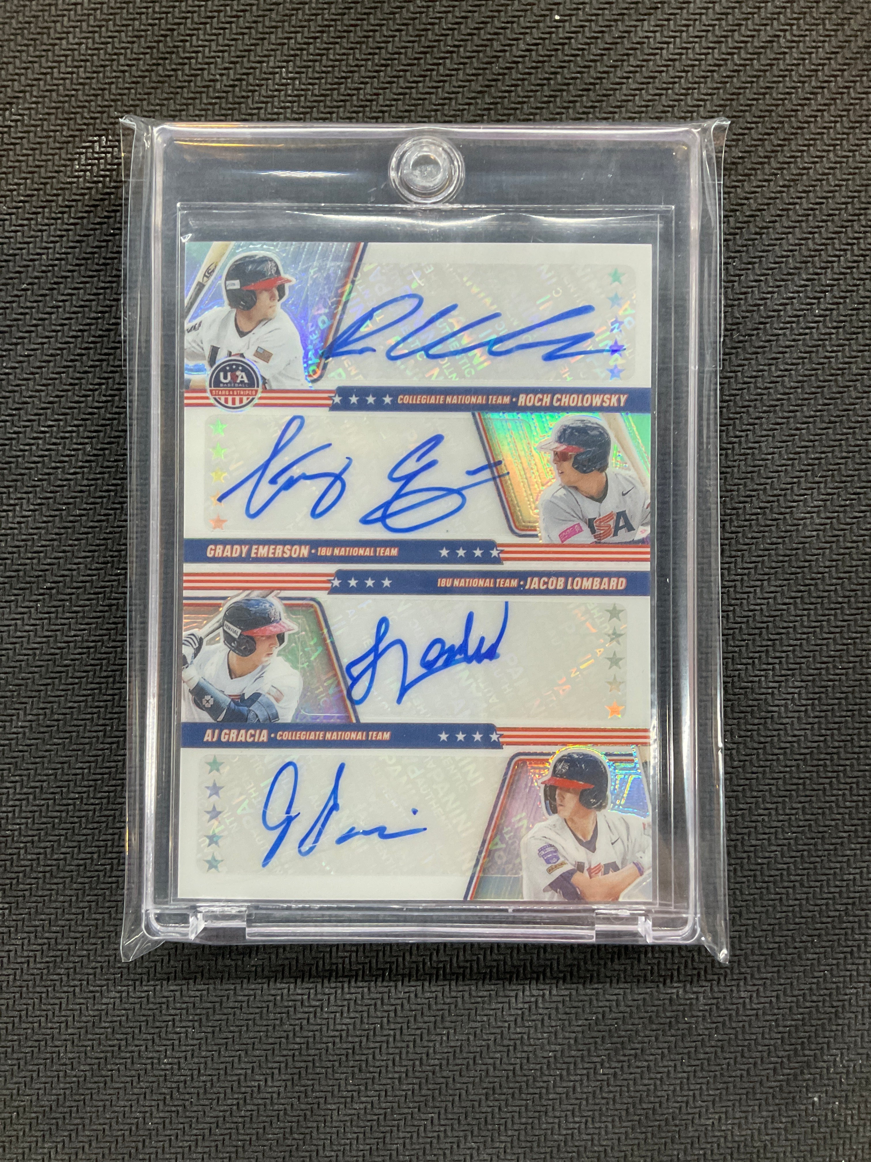 2026 Panini USA Stars & Stripes Quad Auto Cholowsky Emerson Lombard Gracia