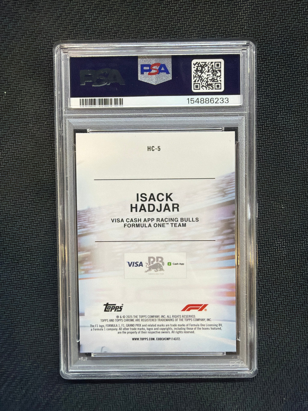 2025 Topps Chrome F1 Isack Hadjar Helmet Collection PSA 10