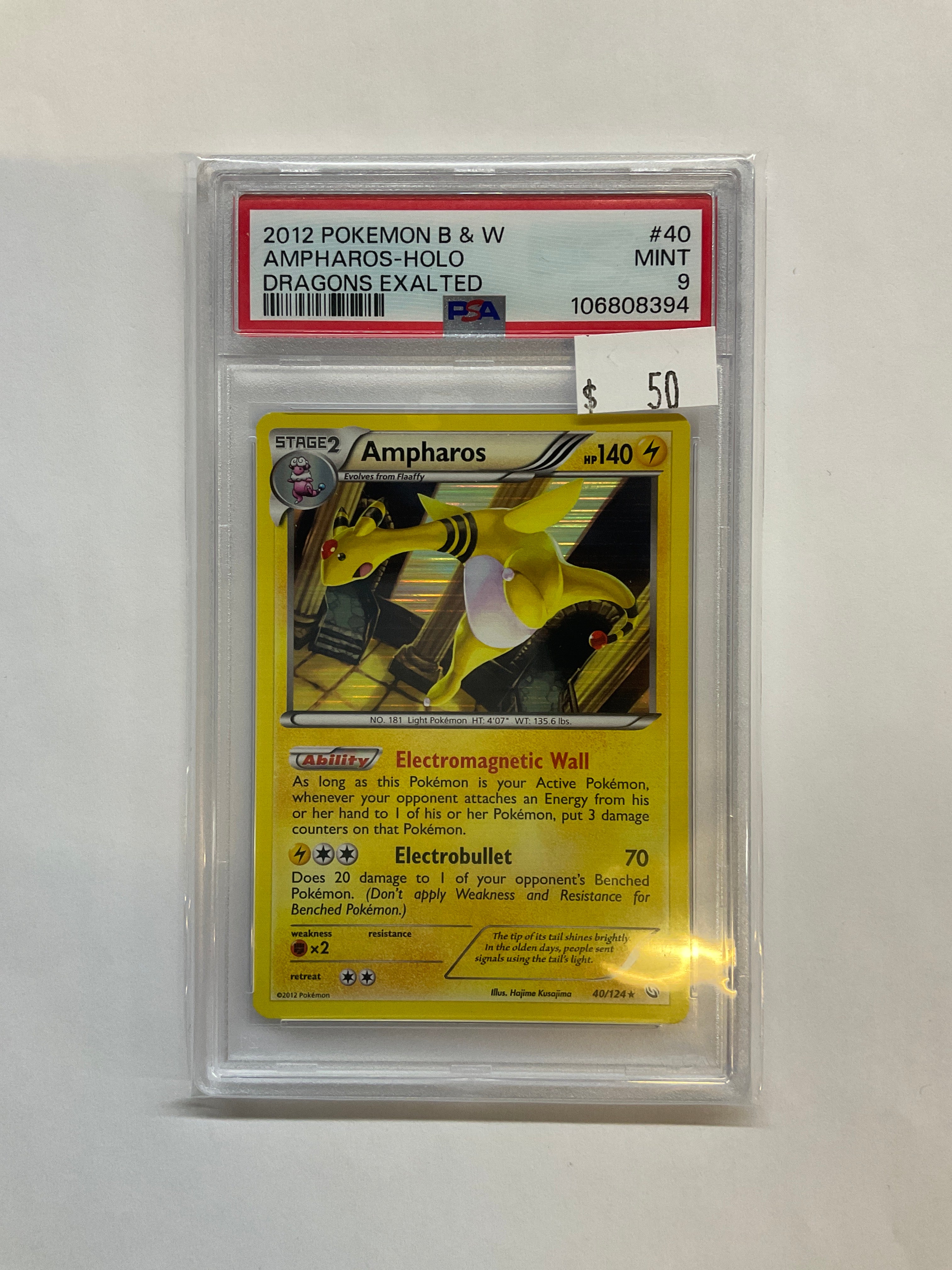2012 Pokemon Dragons Exalted Ampharos Holo 40 PSA 9