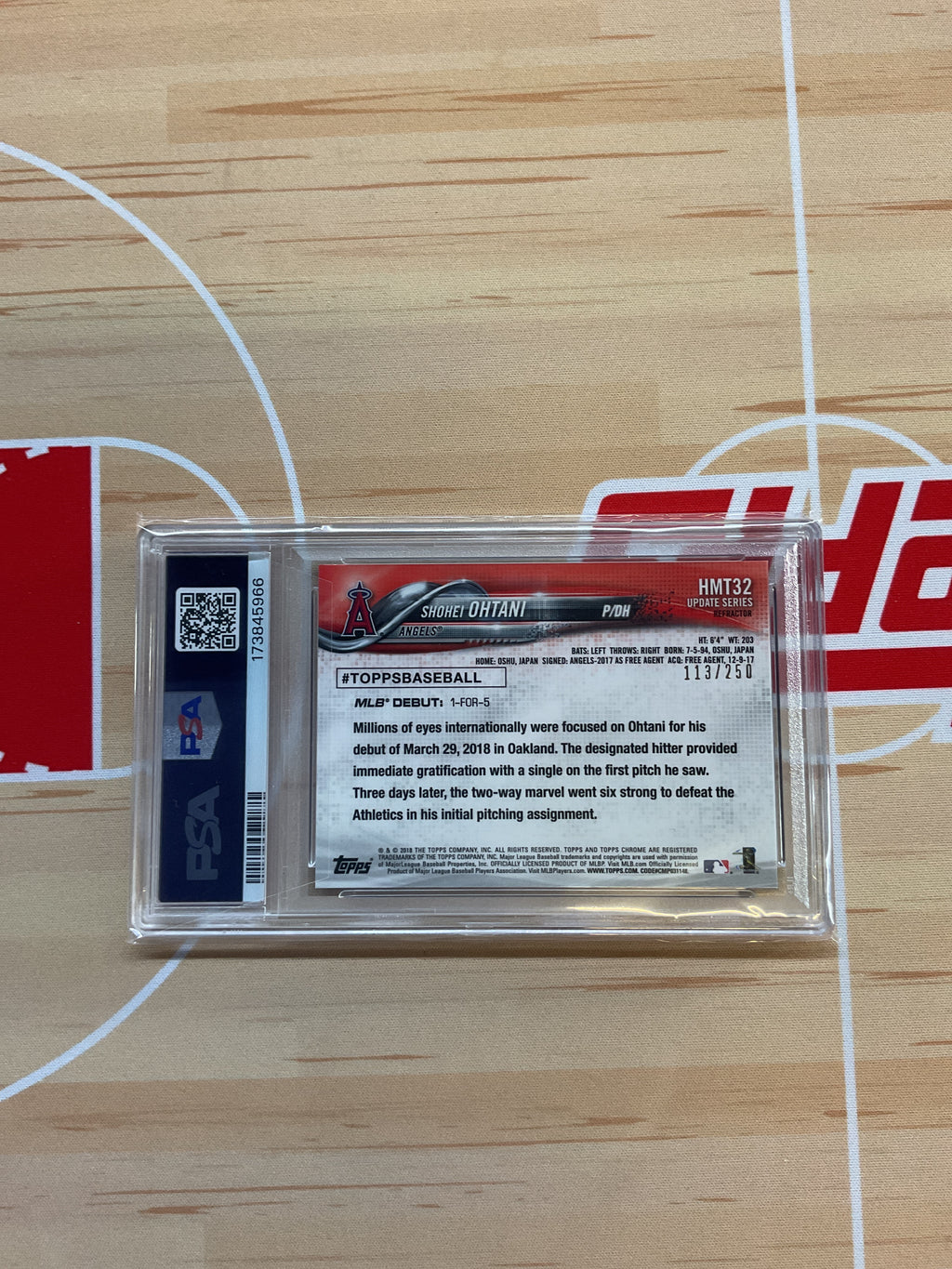 2018 Topps Chrome Update Shohei Ohtani Rookie Refractor /250 PSA 10 966 Dodgers