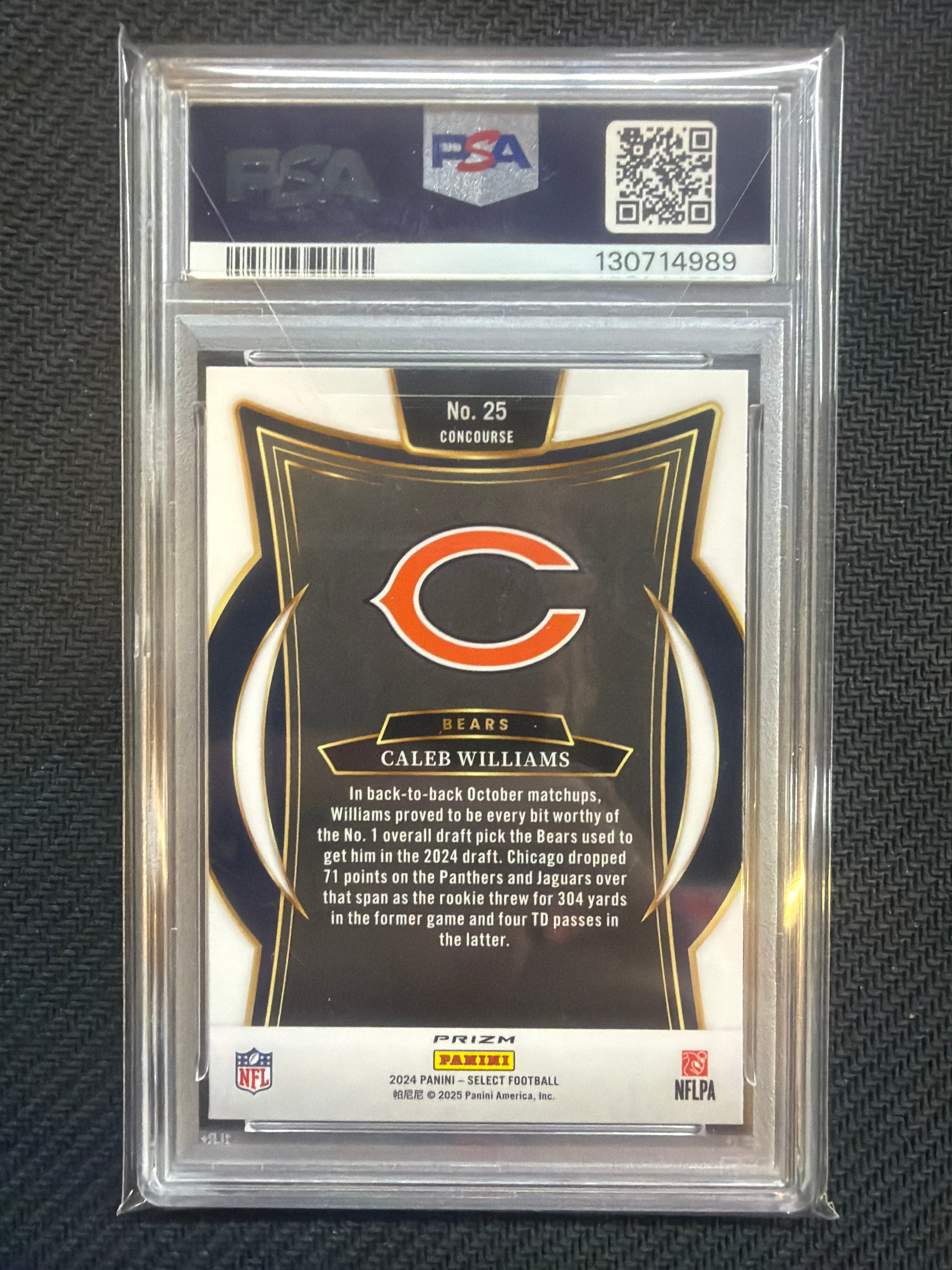 2024 Select Caleb Williams Black & Red Shock Rookie PSA 9 989