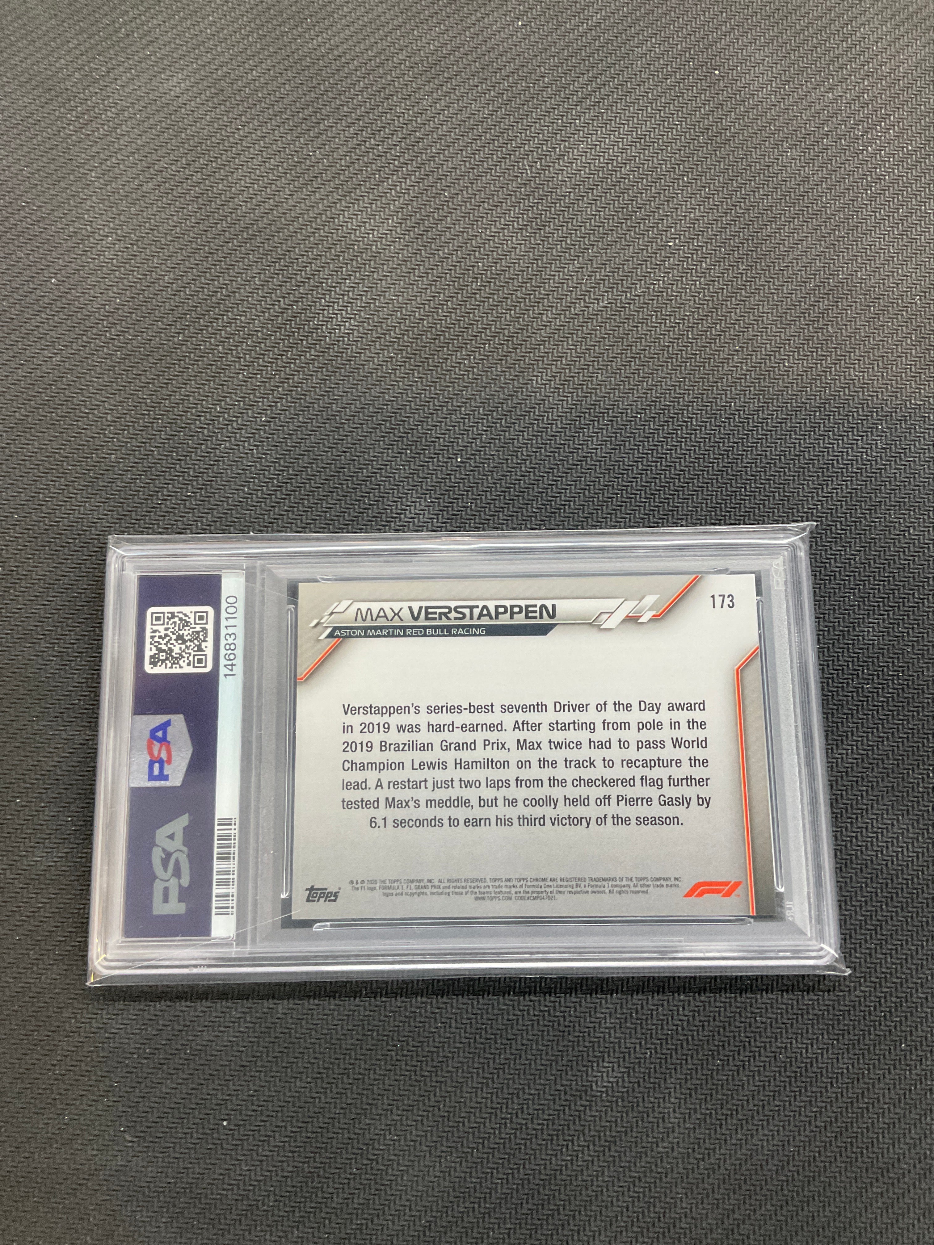 2020 Topps Chrome F1 Sapphire Max Verstappen #173 PSA 10 Red Bull