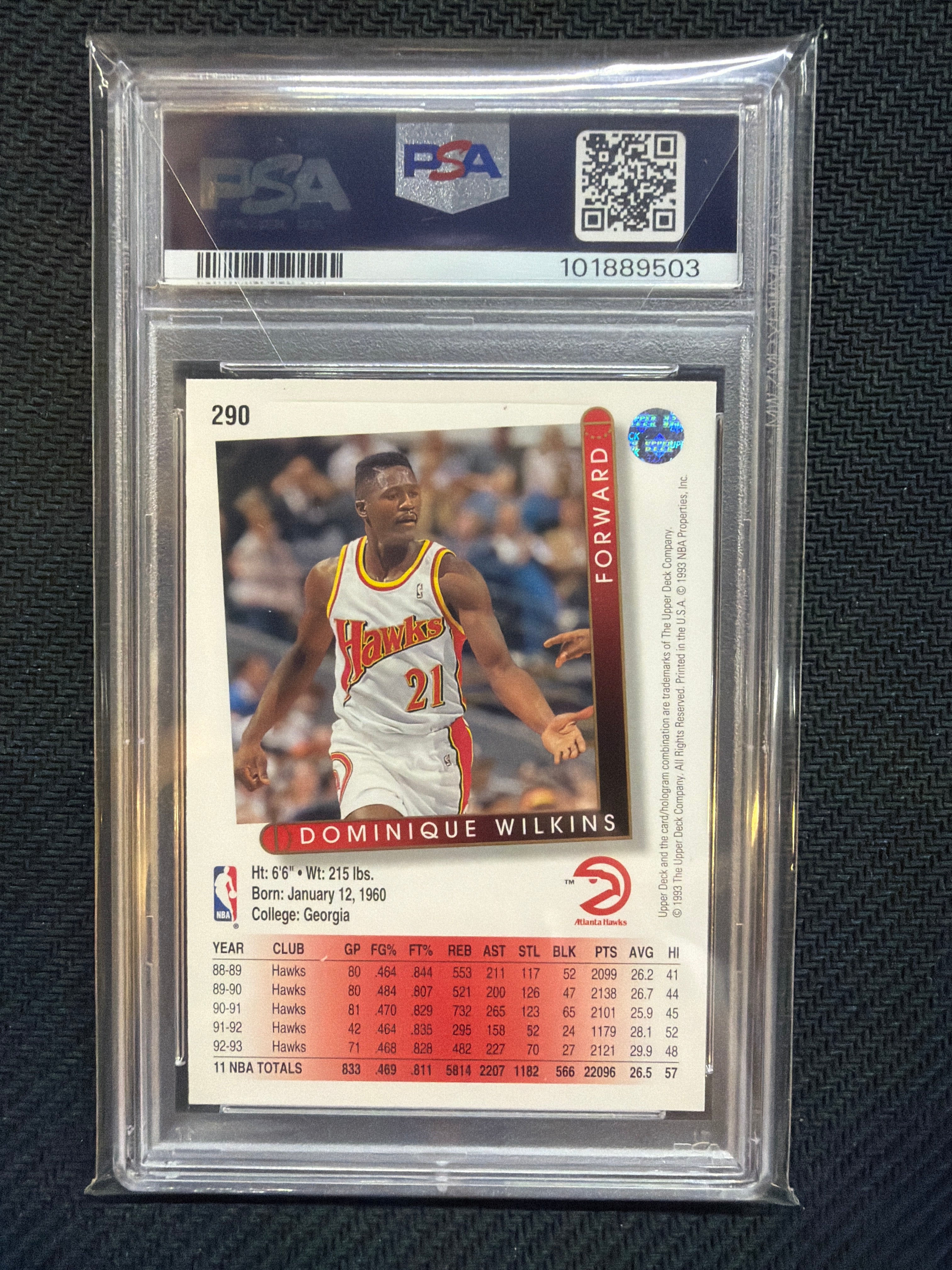 1993 Upper Deck Dominique Wilkins #290 PSA 10 Hawks