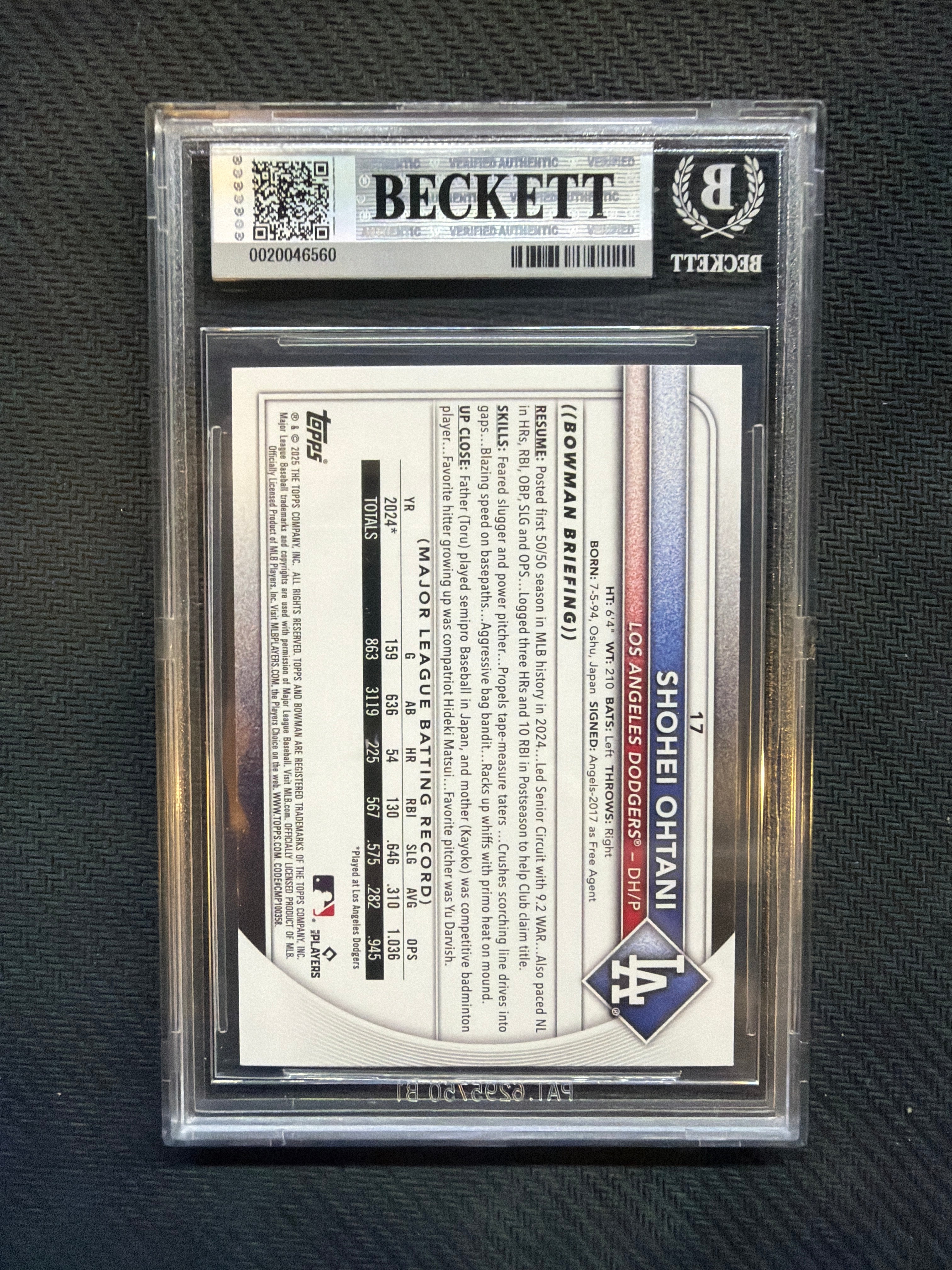 2025 Bowman Shohei Ohtani BGS 8.5 Dodgers
