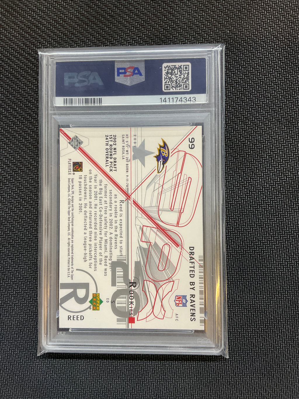 2002 SPx Ed Reed ROokie PSA 8 /1500 Ravens
