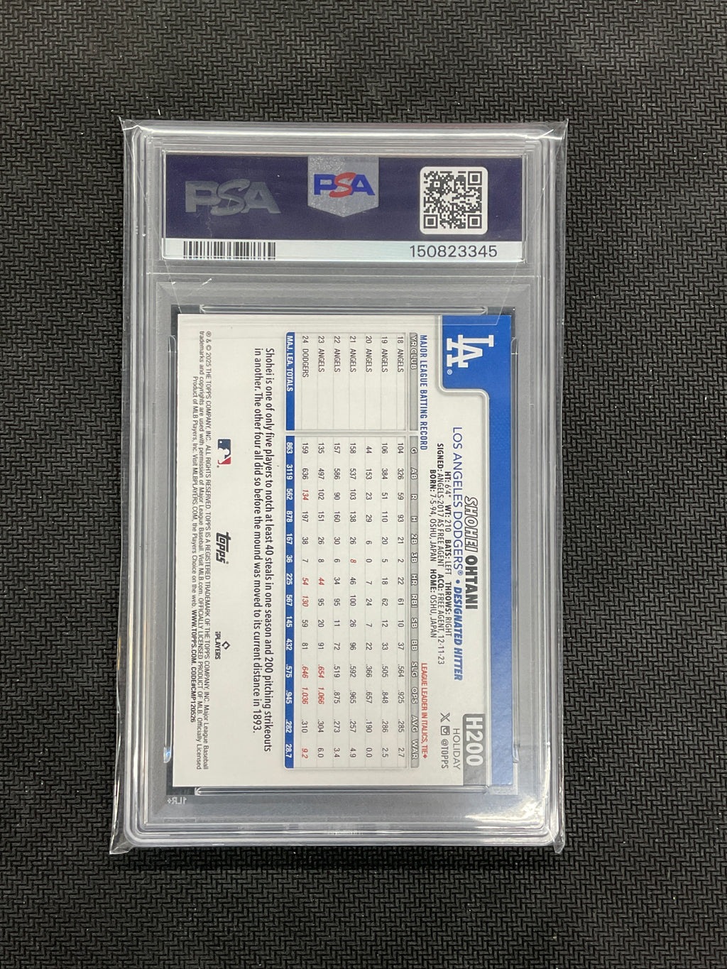 2025 topps Holiday Shohei Ohtani Glitter PSA 9