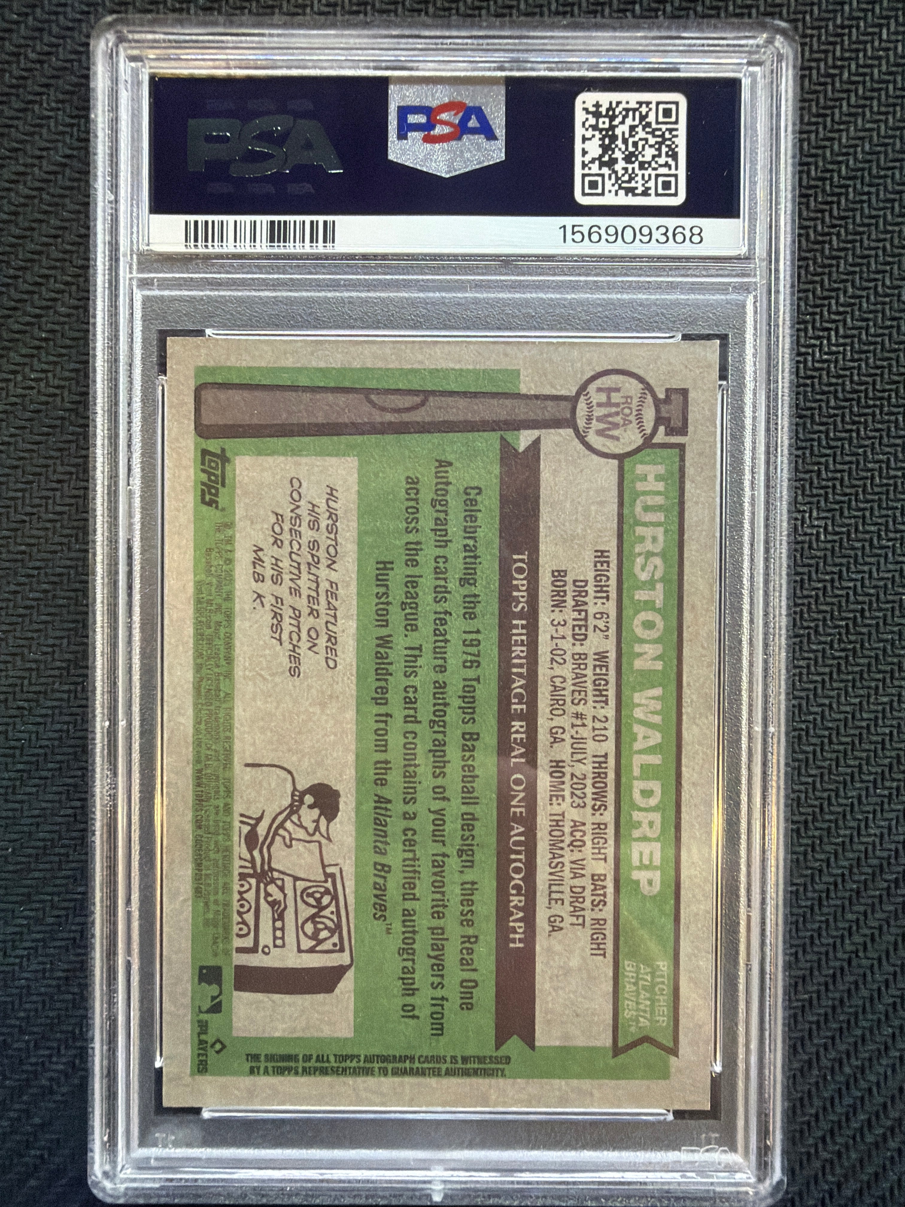 2025 Topps Heritage Hurston Waldreo Real One Autograph #ROAHW PSA 9 Braves