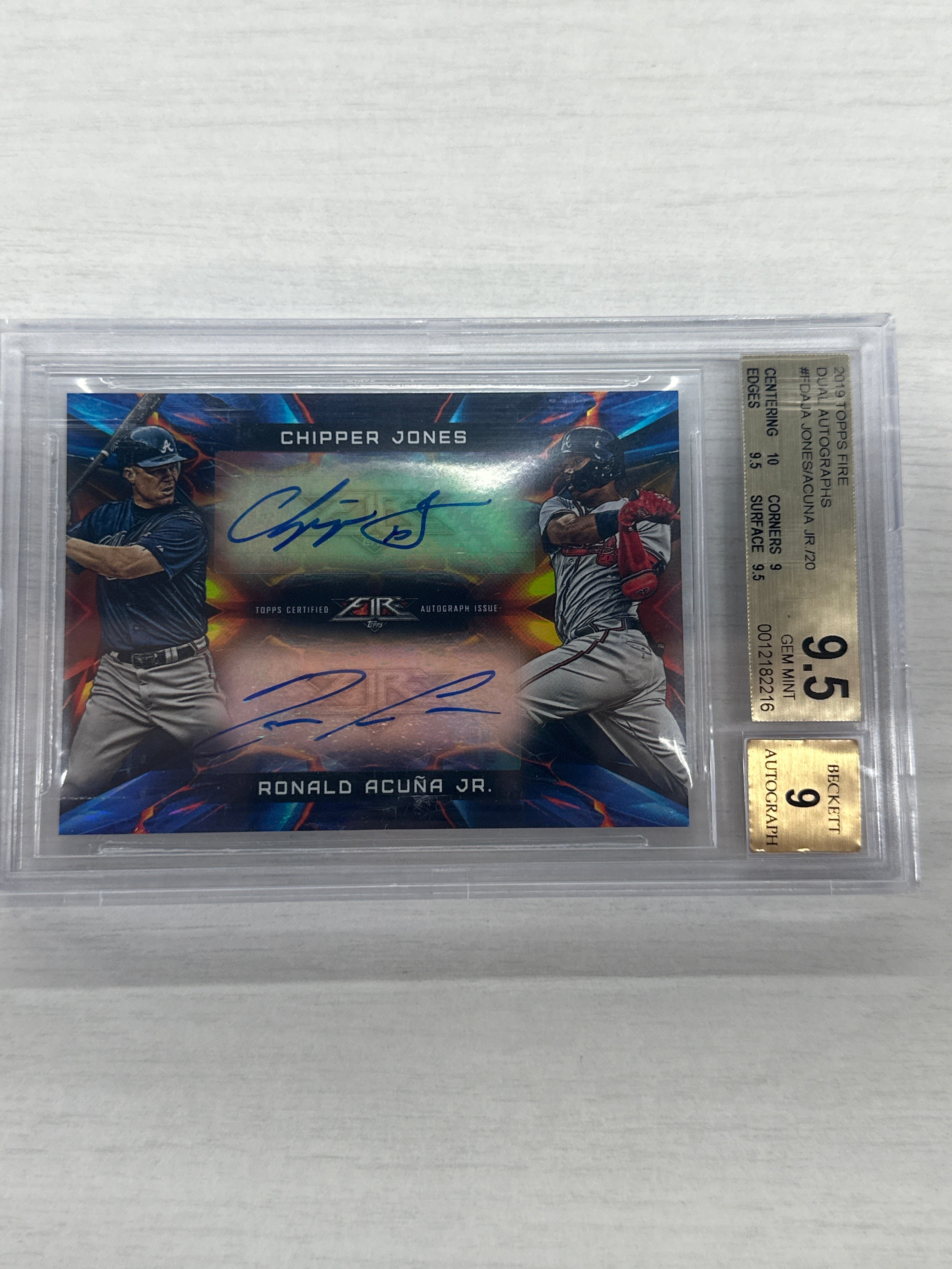 2019 Topps Fire Chipper Jones Ronald Acuna Jr Auto BGS 9.5/9