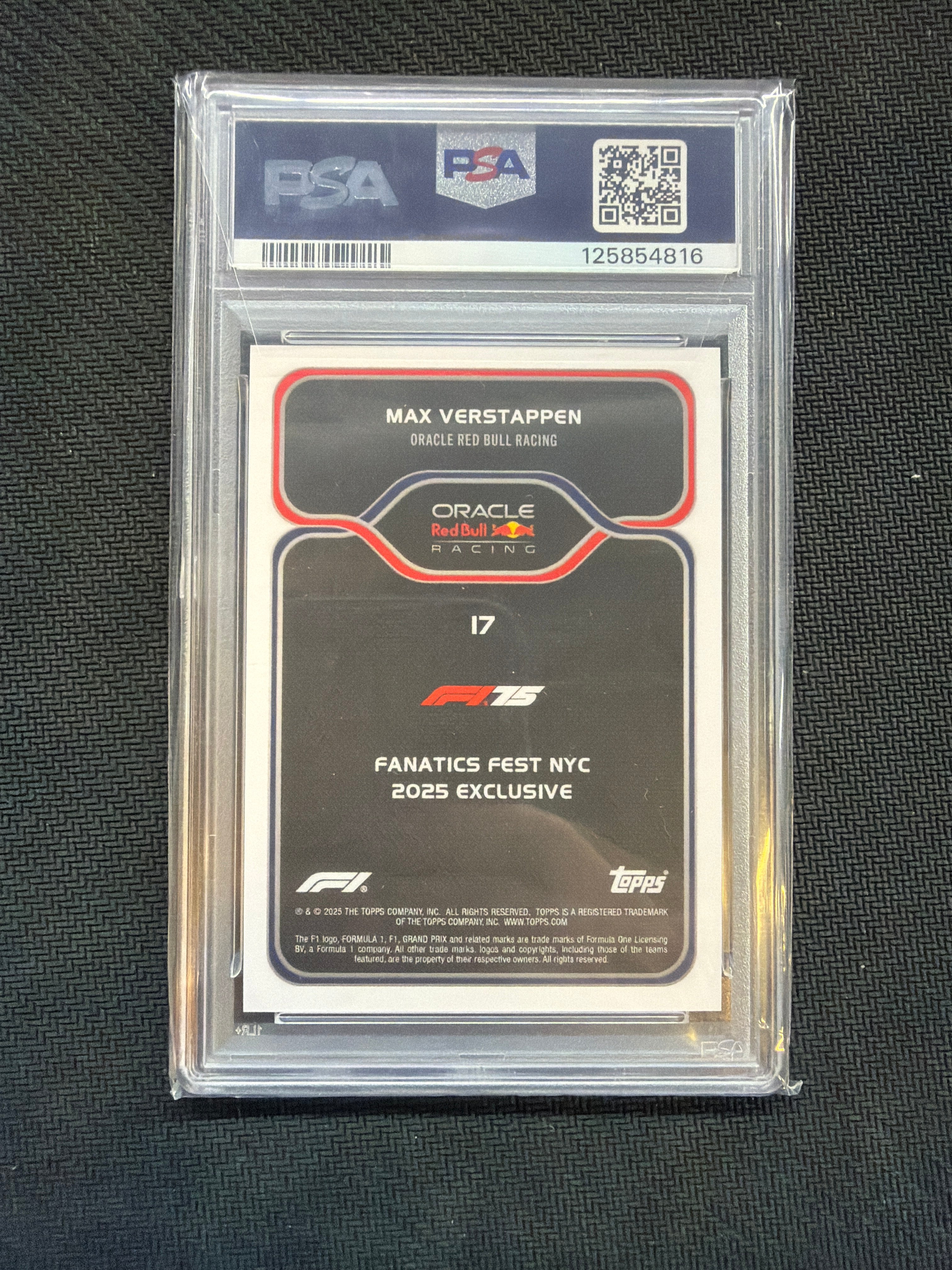 2025 Topps F1 Fanatics Fest Max Verstappen #17 PSA 10 Red Bull