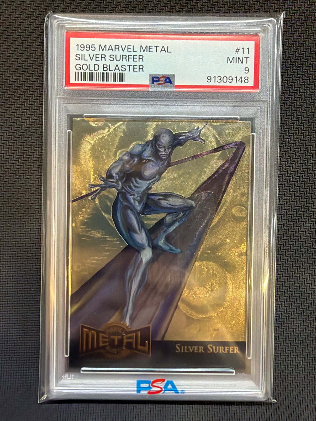 1995 Marvel Metal Silver Surfer Gold Blaster #11 PSA 9