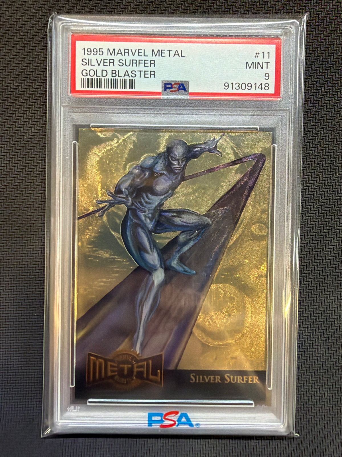 1995 Marvel Metal Silver Surfer Gold Blaster #11 PSA 9