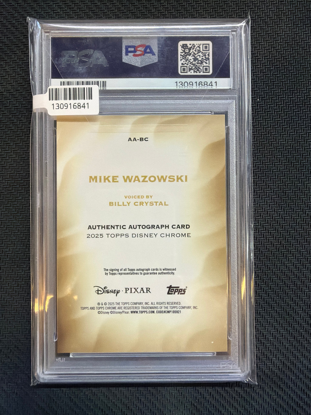 2025 Topps Chrome Disney Billy Crystal Mike Wazowski Auto Orange Refractor /25 #BC PSA 10