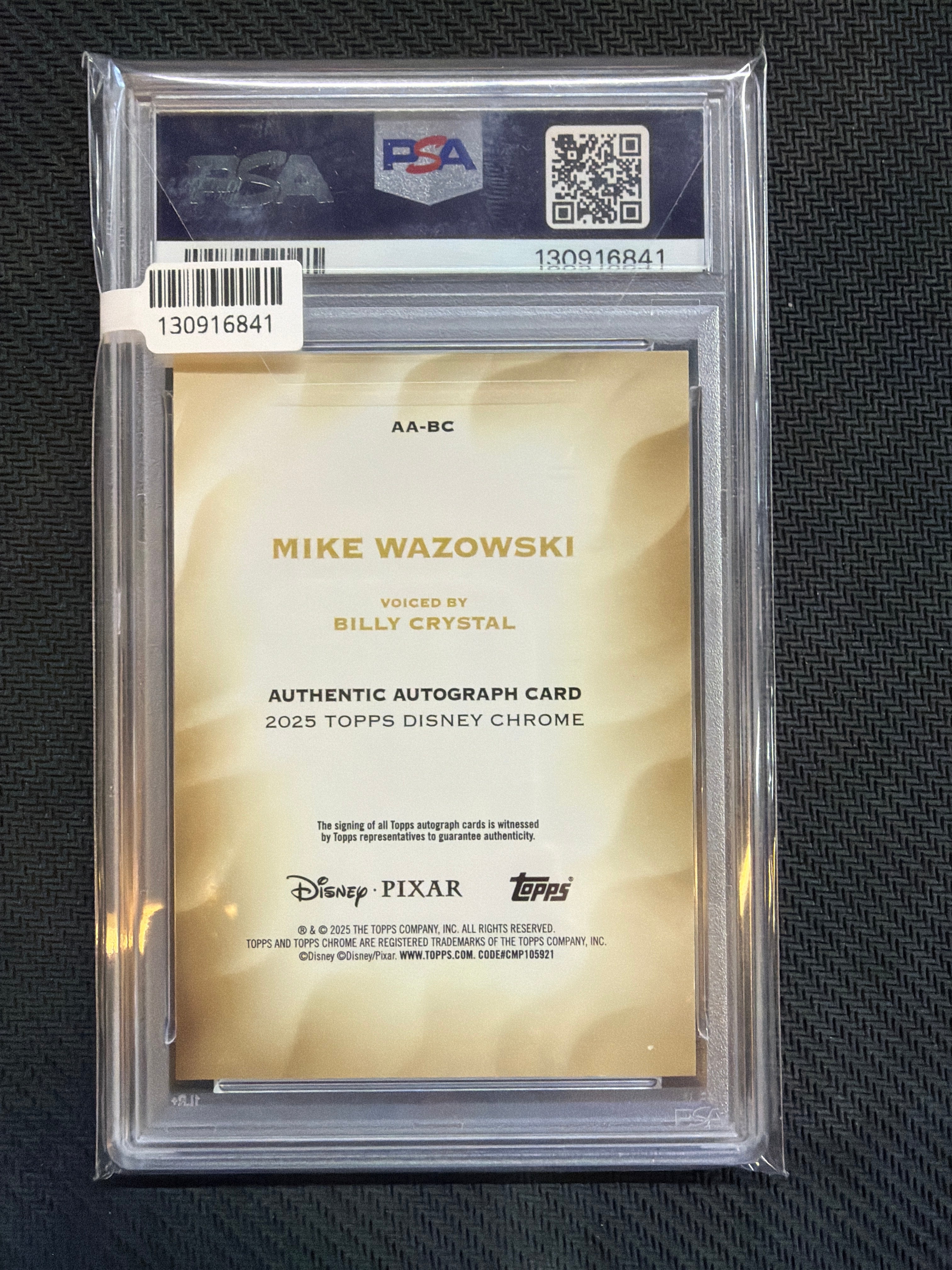 2025 Topps Chrome Disney Billy Crystal Mike Wazowski Auto Orange Refractor /25 #BC PSA 10