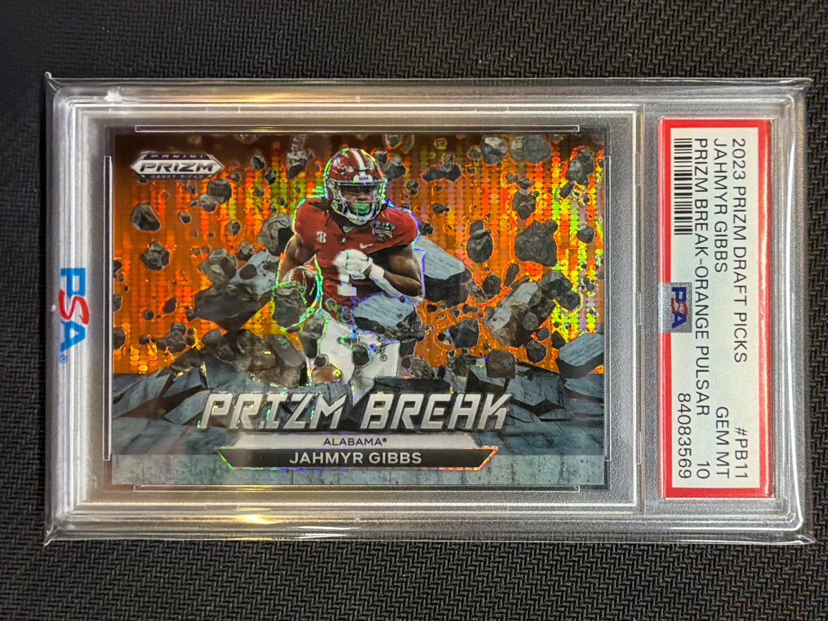 2023 Prizm Draft Picks Jahmyr gibbs Prizm Break Orange /49 PSA 10 Alabama