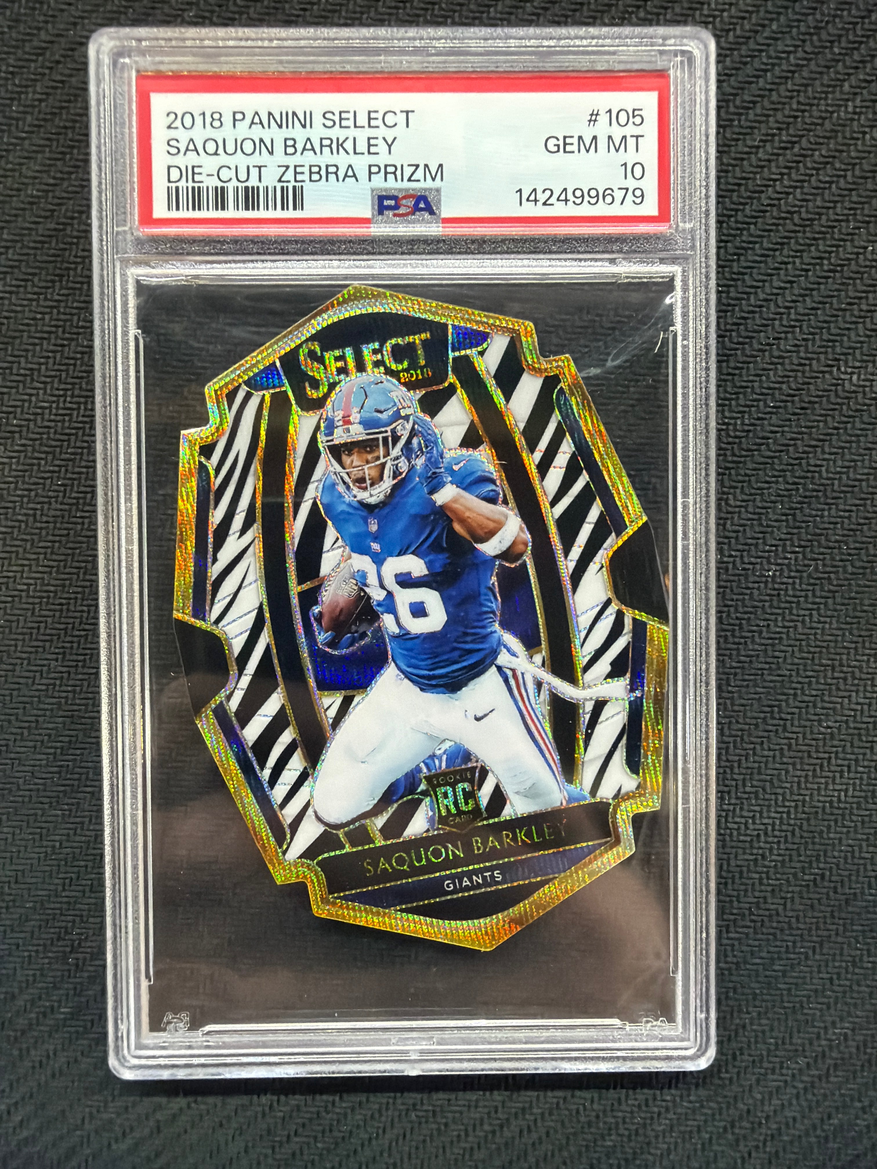 2018 Panini Select Saquon Barkley Die-Cut Zebra PSA 10 Rookie