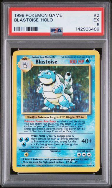 1999 Pokemon Base Blastoise Holo 2 PSA 5