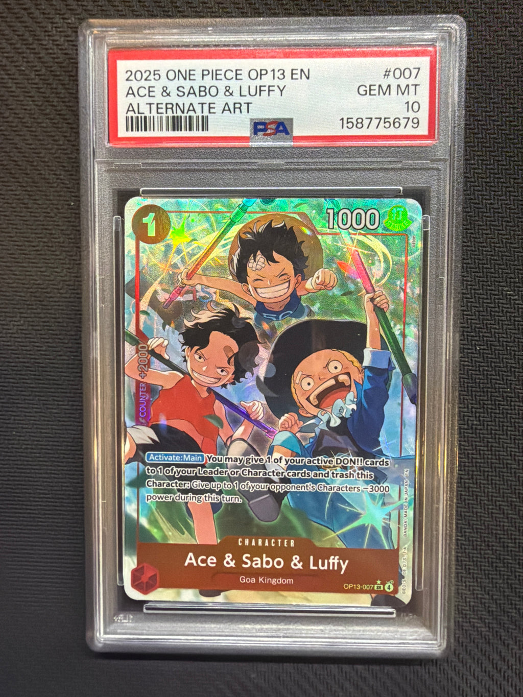 2025 One Piece OP13 Ace & Sabo & Luffy Alt Art PSA 10 679