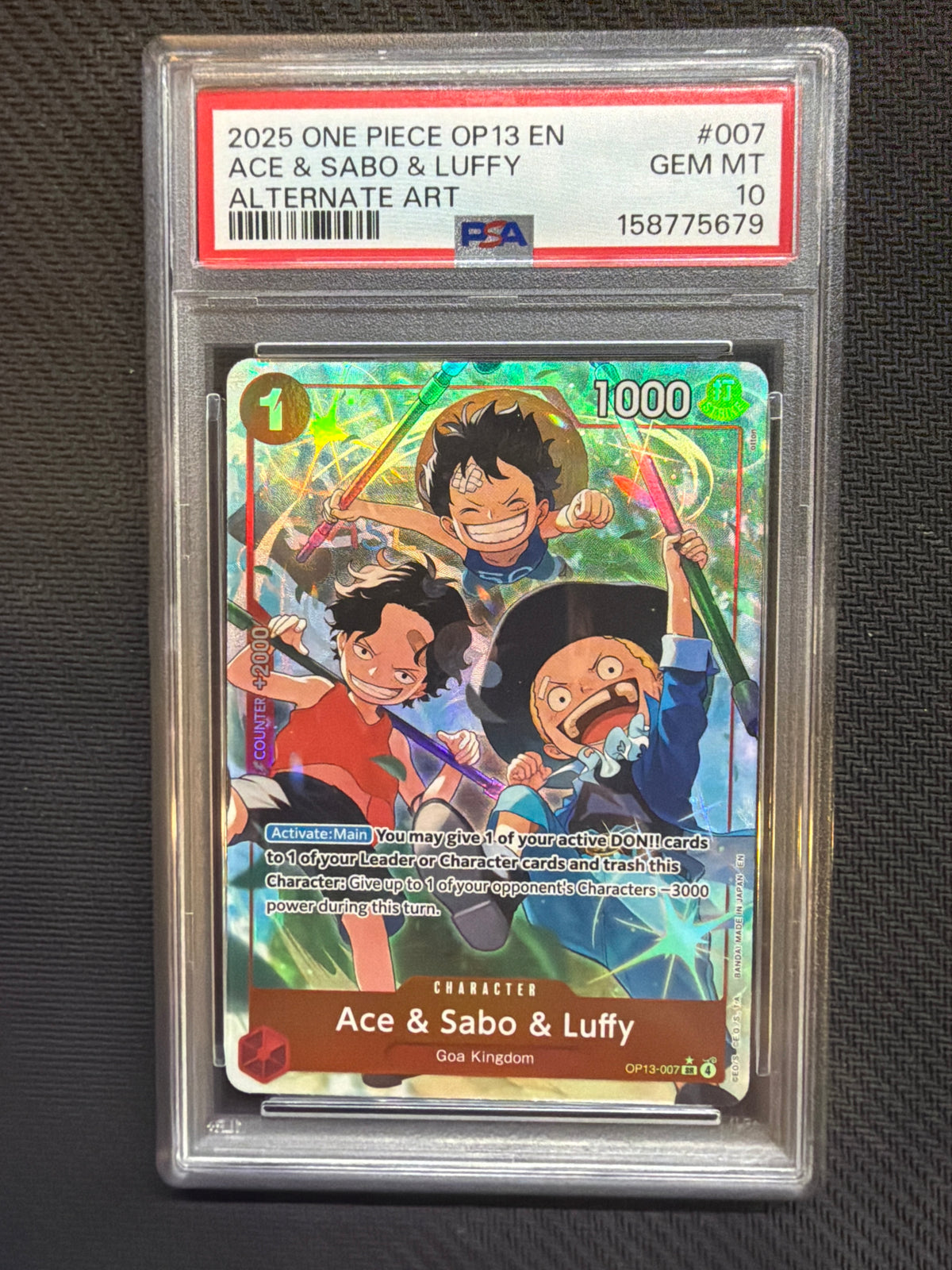 2025 One Piece OP13 Ace & Sabo & Luffy Alt Art PSA 10 679