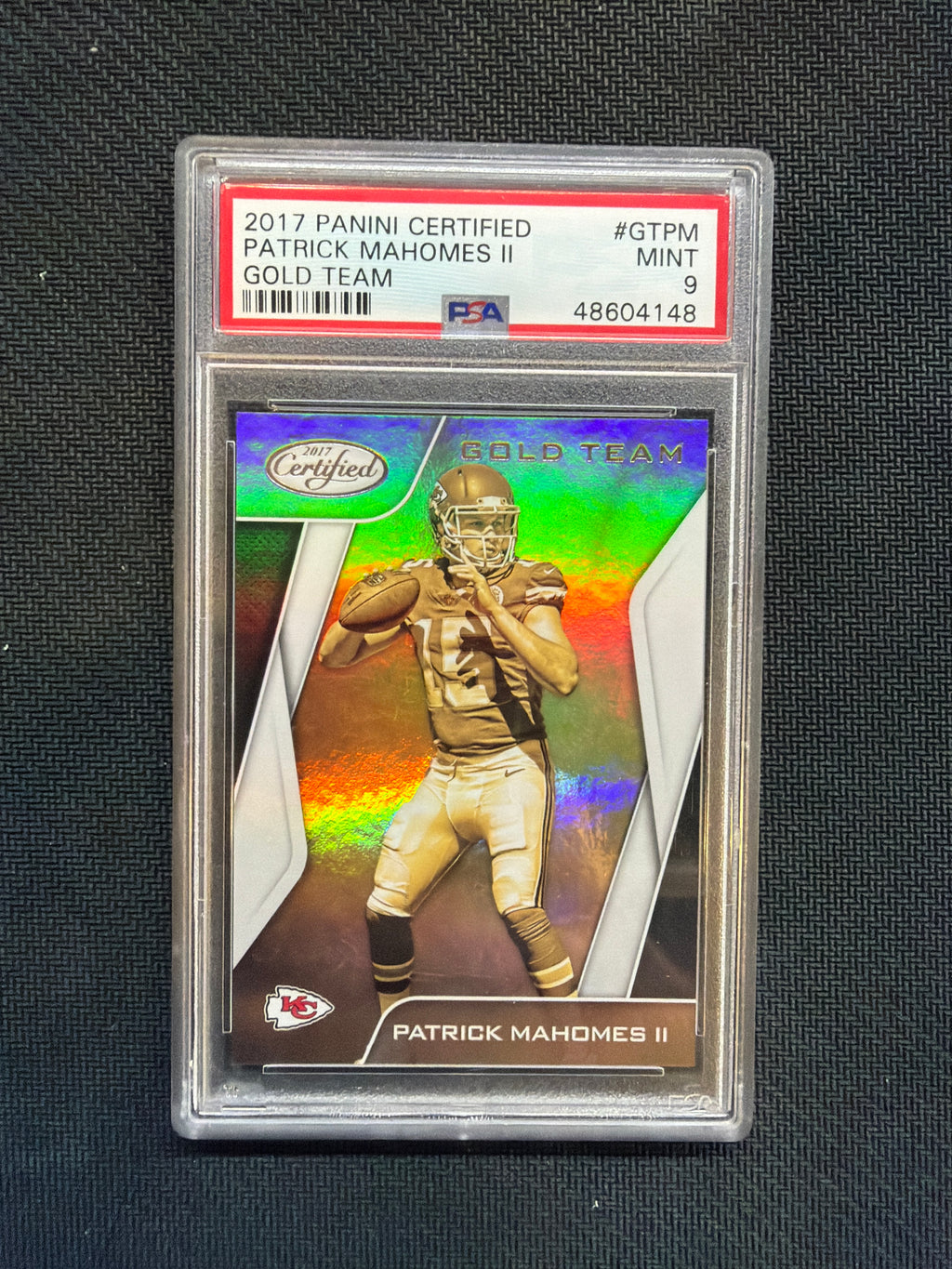 2017 Panini Certified Patrick Mahomes II Gold Team Rookie PSA 9