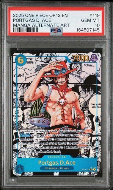 2025 One Piece OP13 Portgas D Ace Manga Alt Art 119 PSA 10
