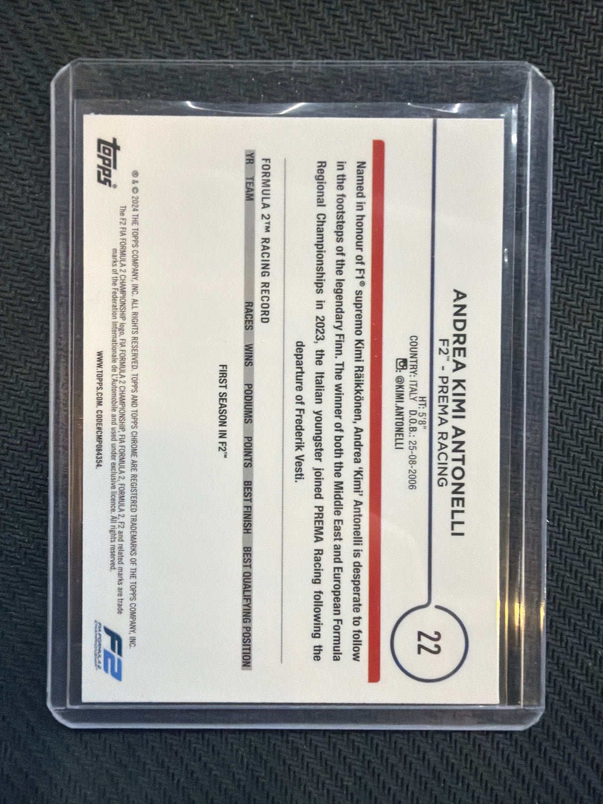 2024 Topps Chrome F1 Kimi Antonelli Future Stars #22