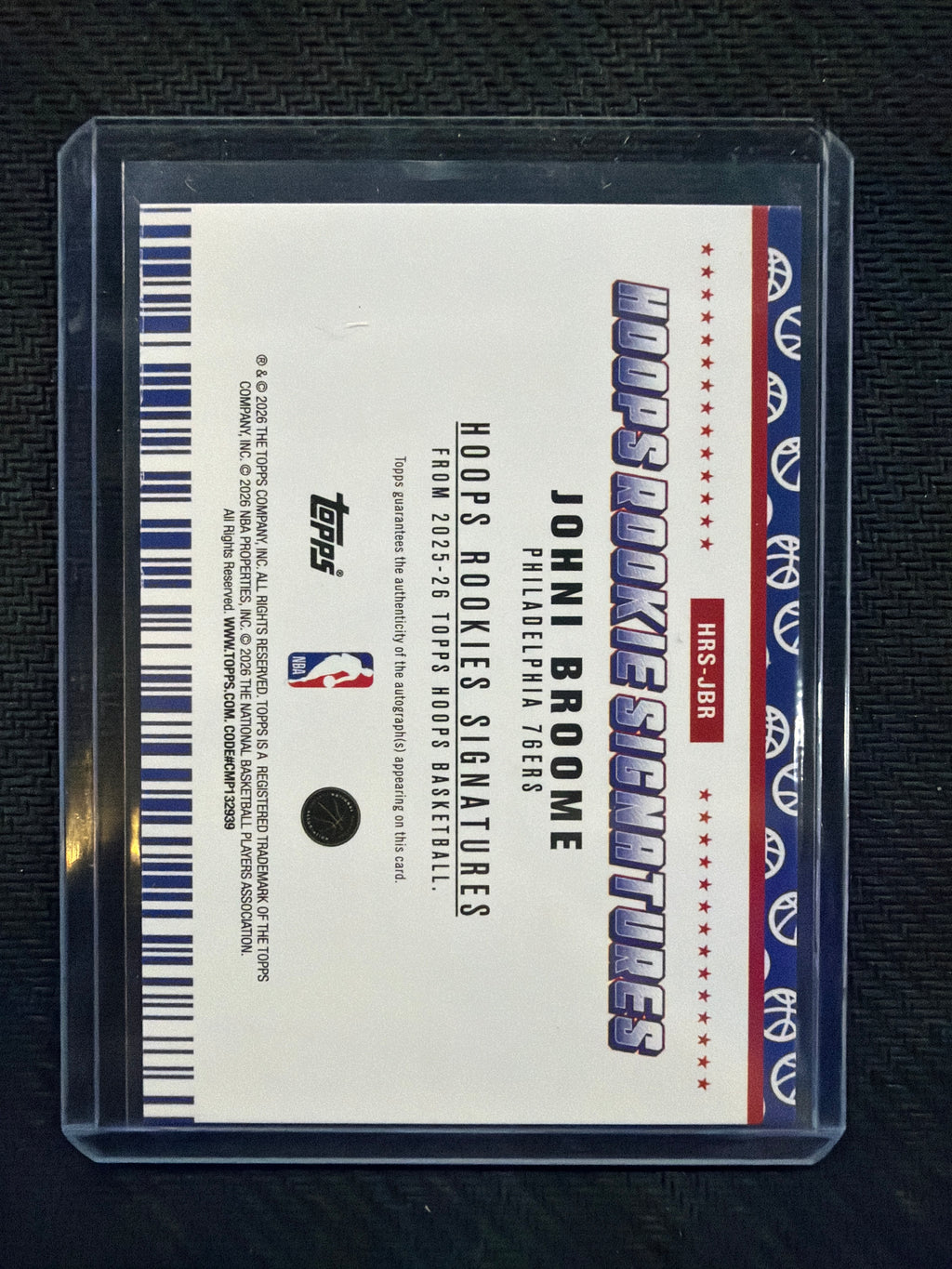2025-26 Topps NBA Hoops Johni Broome Rookie Auto