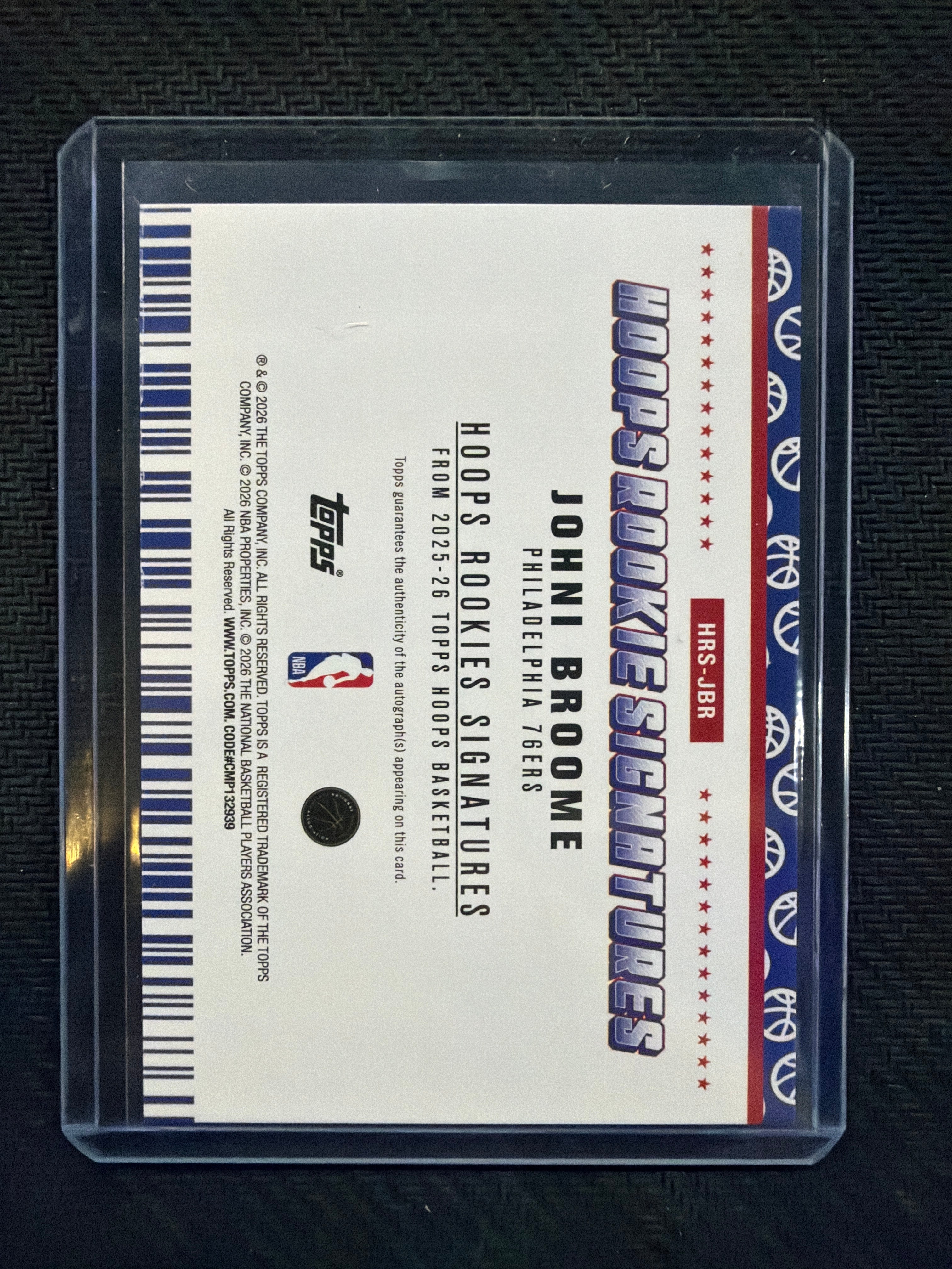 2025-26 Topps NBA Hoops Johni Broome Rookie Auto