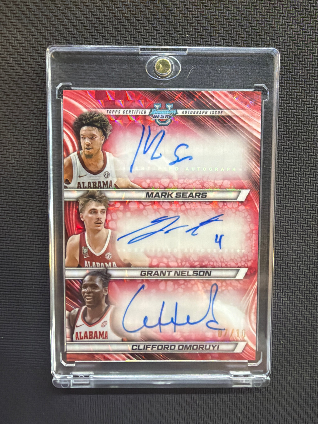 2025 Bowman U Best Mark Sears Grant Nelson Clifford Omoruyi Triple Auto /10 Alabama