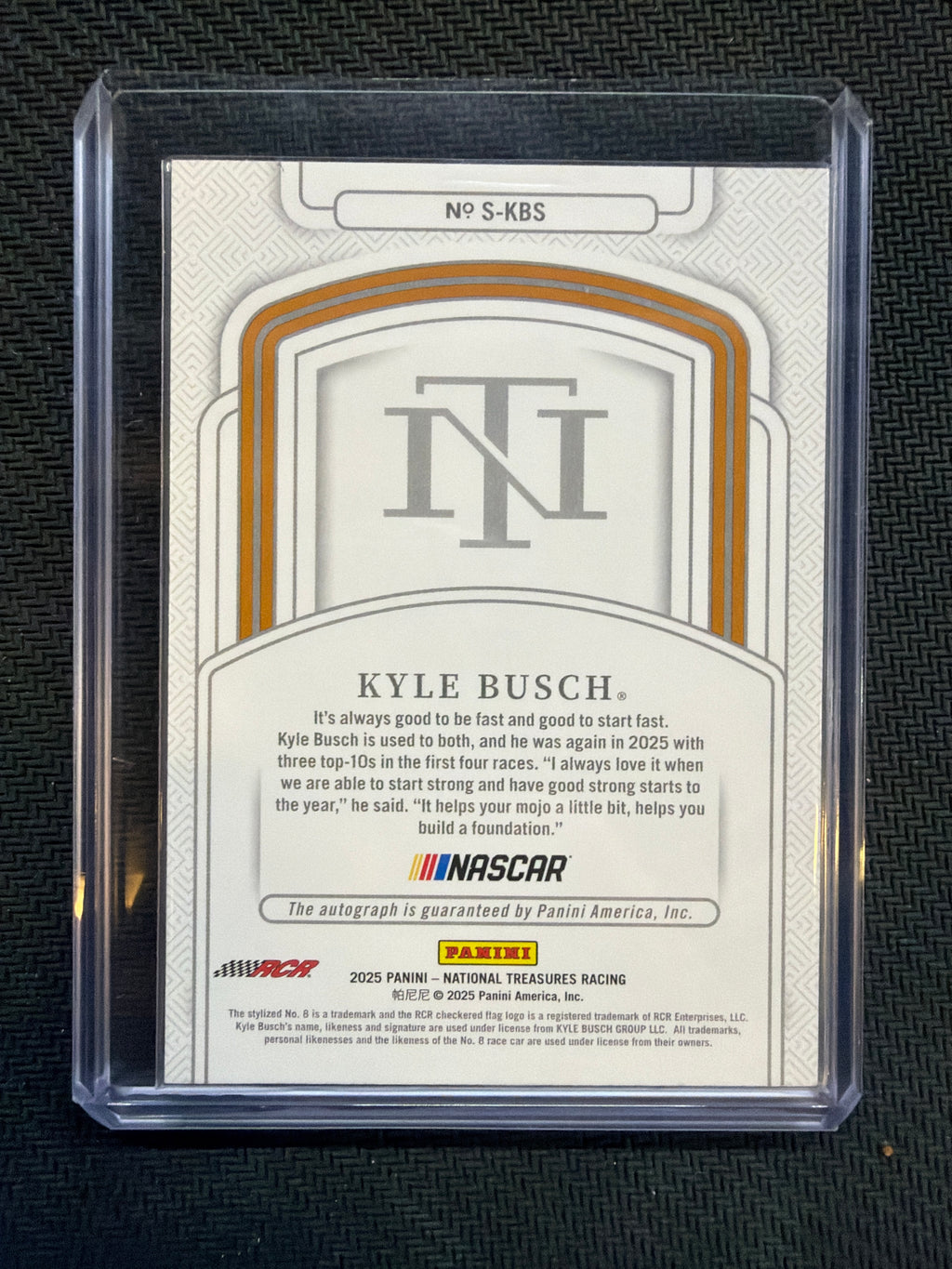 2025 Panini National Treasures Racing Kyle Busch Signatures /10 #S-KBS