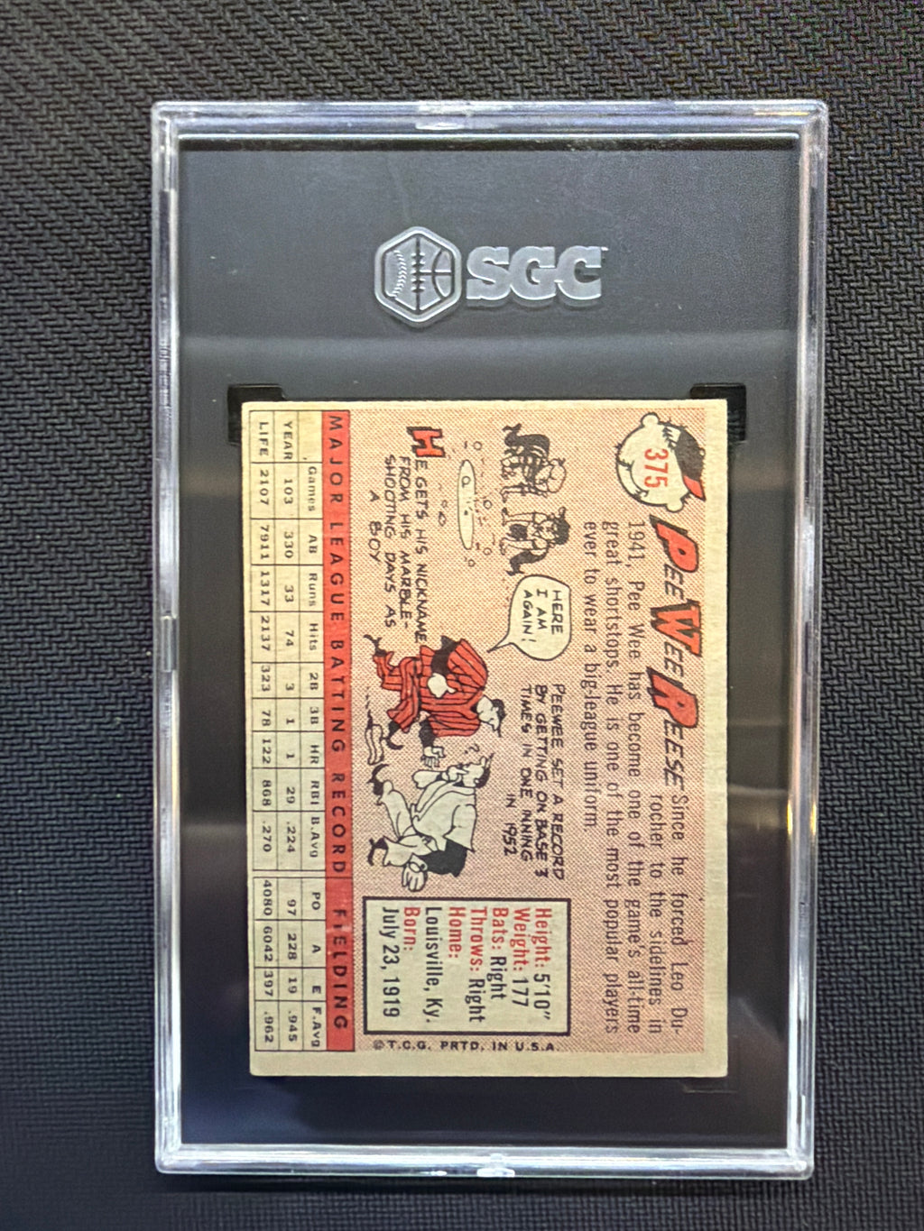 1958 Topps Pee Wee Reese SGC 4 Dodgers