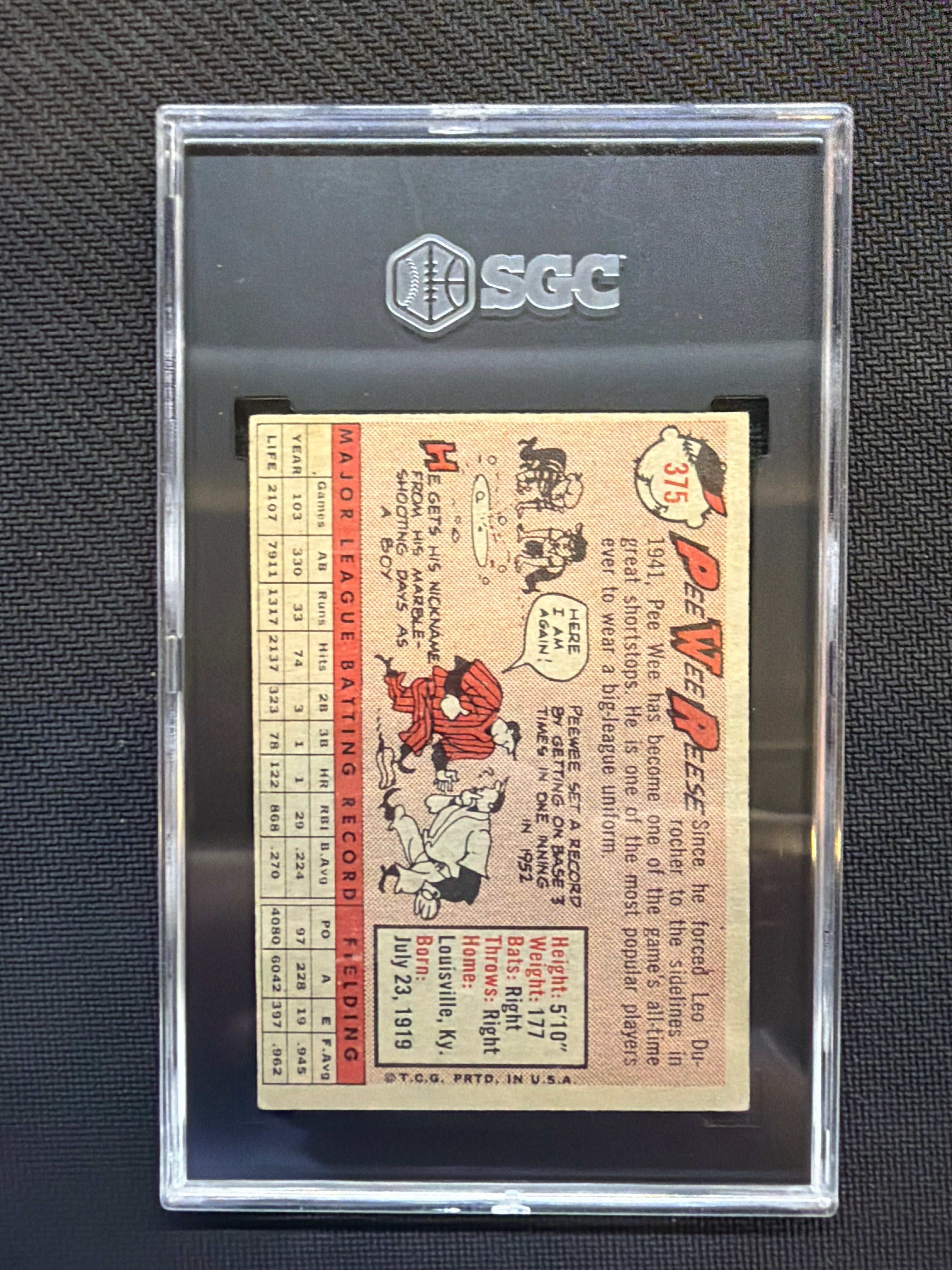 1958 Topps Pee Wee Reese SGC 4 Dodgers