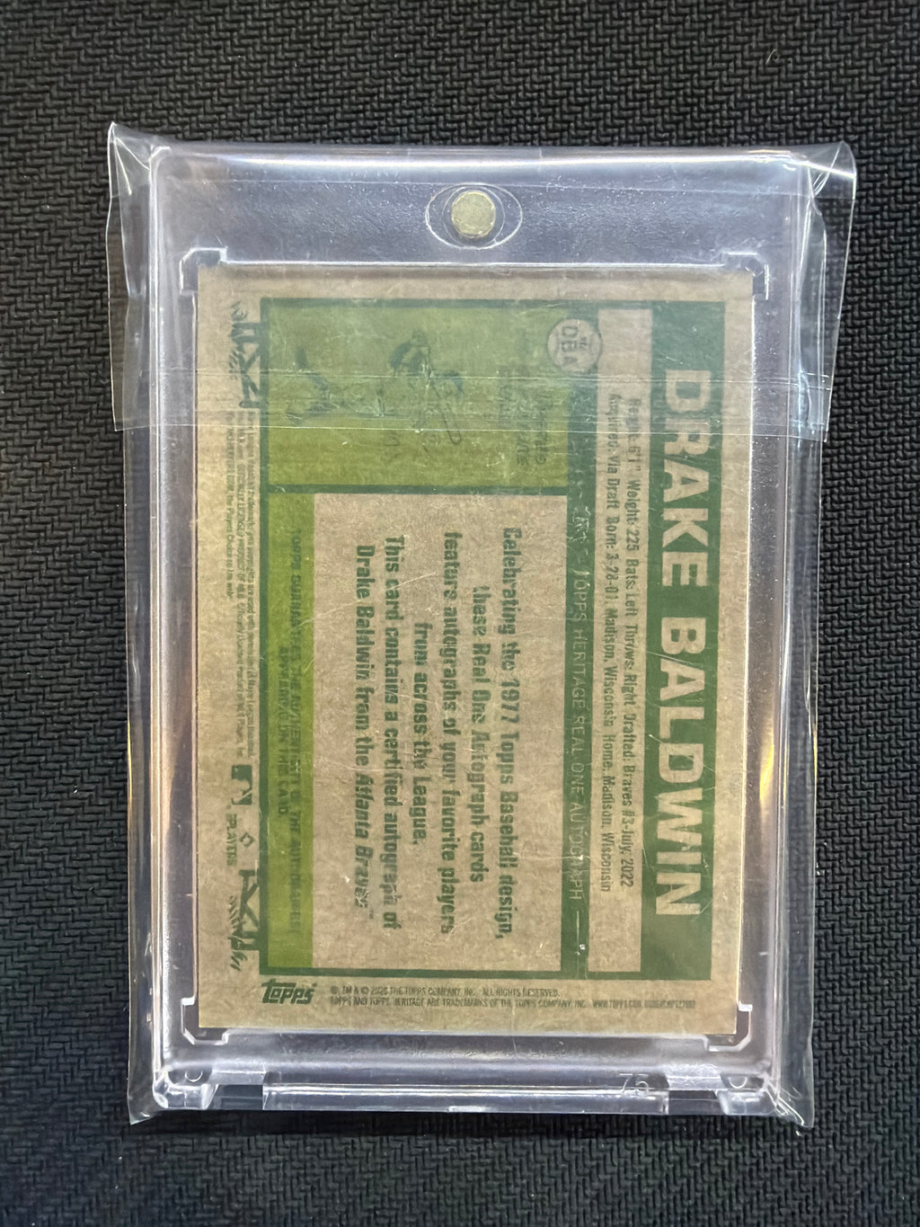 2026 Topps Heritage Drake Baldwin Real One Auto Braves