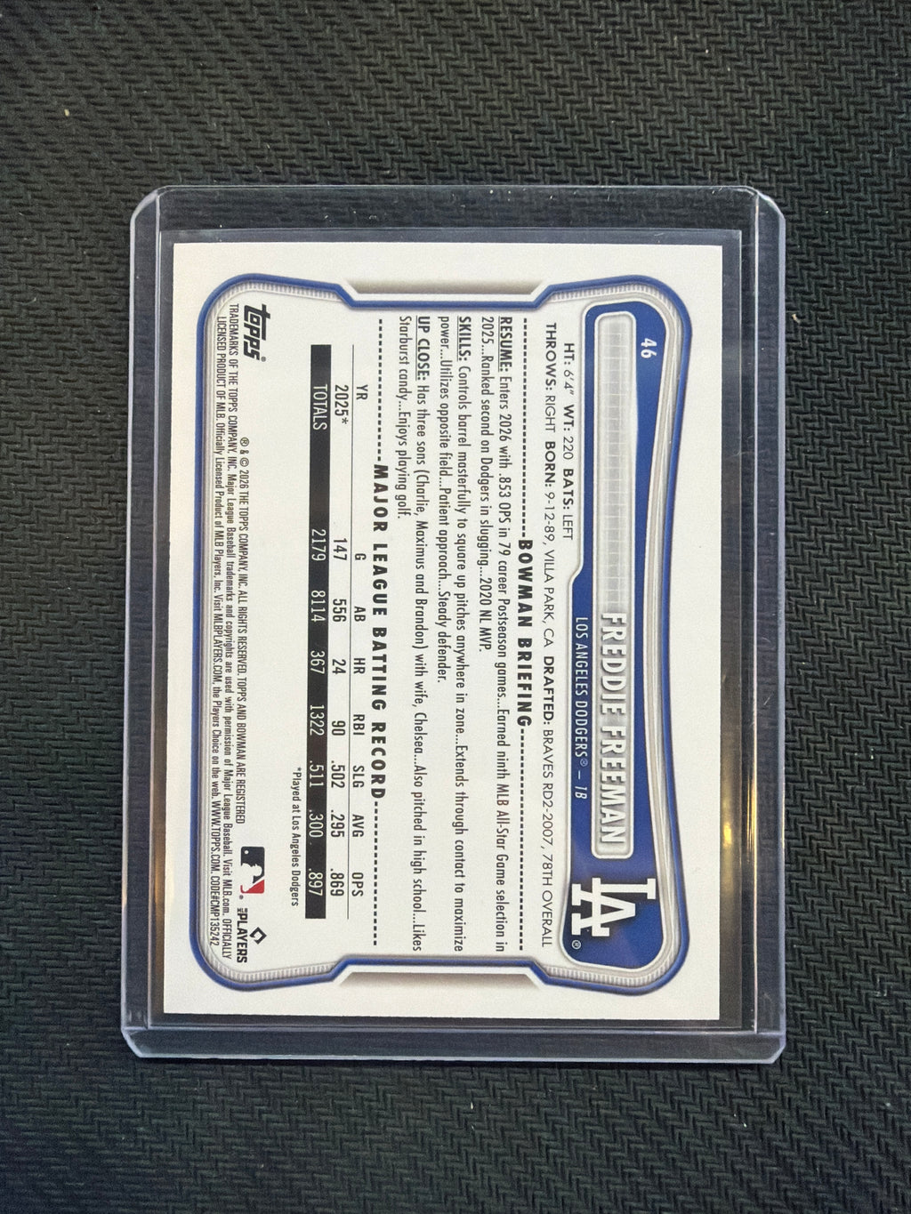 2026 Bowman Paper Freddie Freeman Orange /25 Dodgers