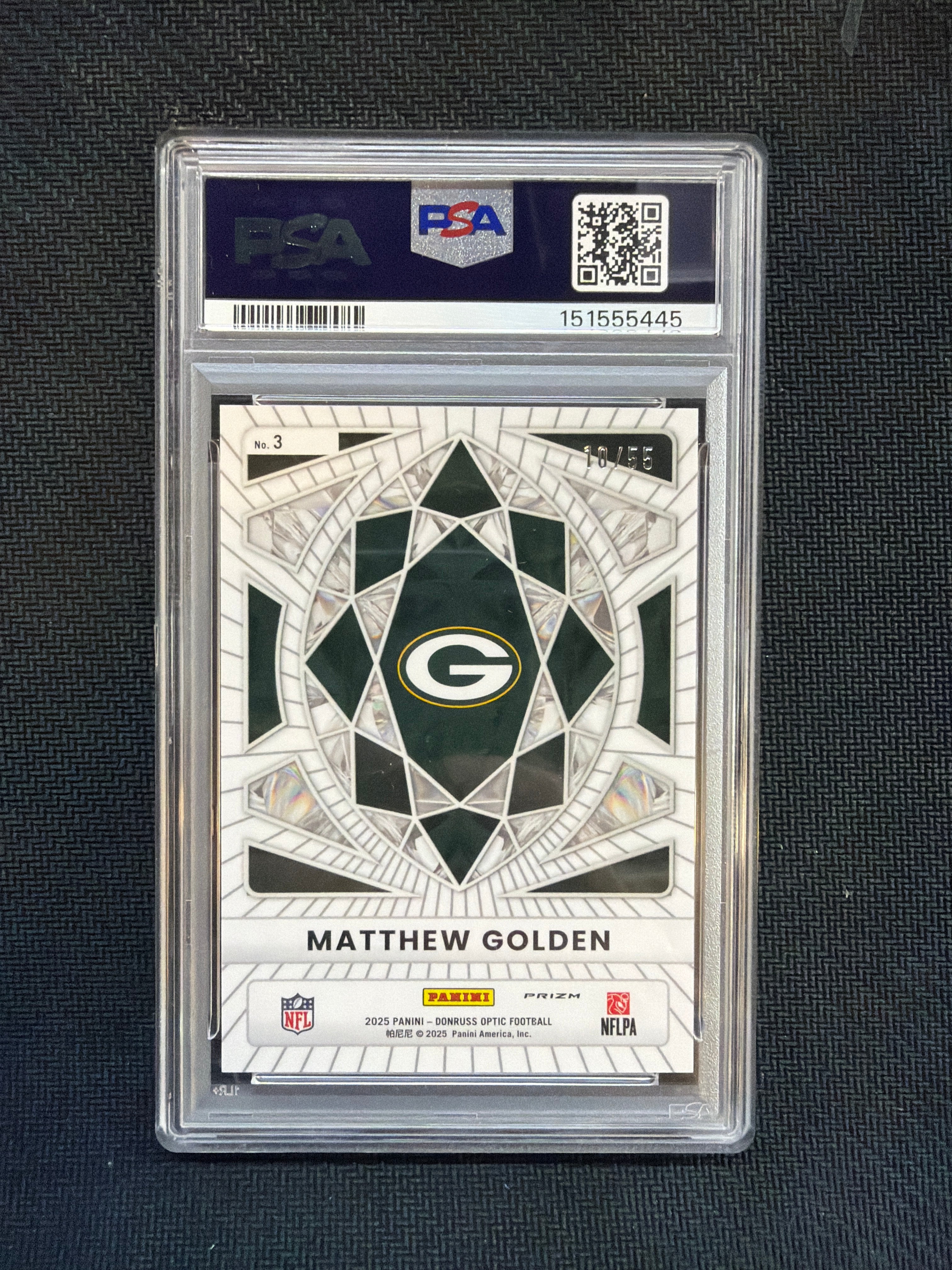 2025 Donruss Optic Matthew Golden Diamond Blue Ice /55 PSA 10