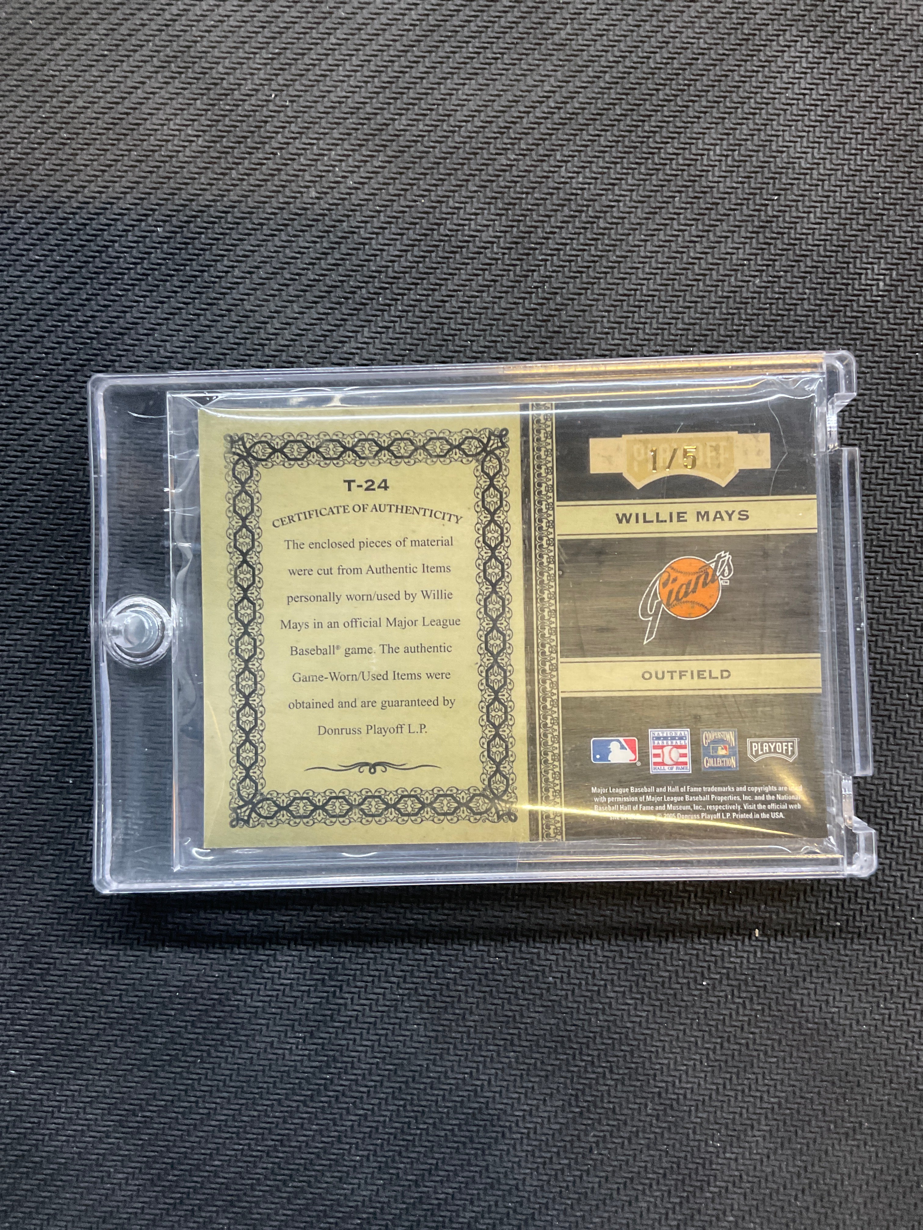 2005 Donruss Playoff Willie Mays Patch Auto /5 Timeline Giants