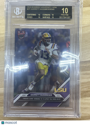 2024 Bowmna Now #27 Garrett Nussmeier BGS 10 BLACK LABEL