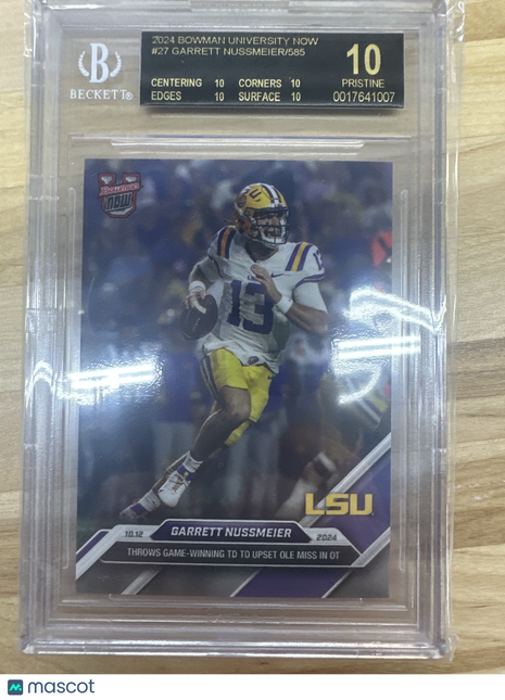 2024 Bowmna Now #27 Garrett Nussmeier BGS 10 BLACK LABEL