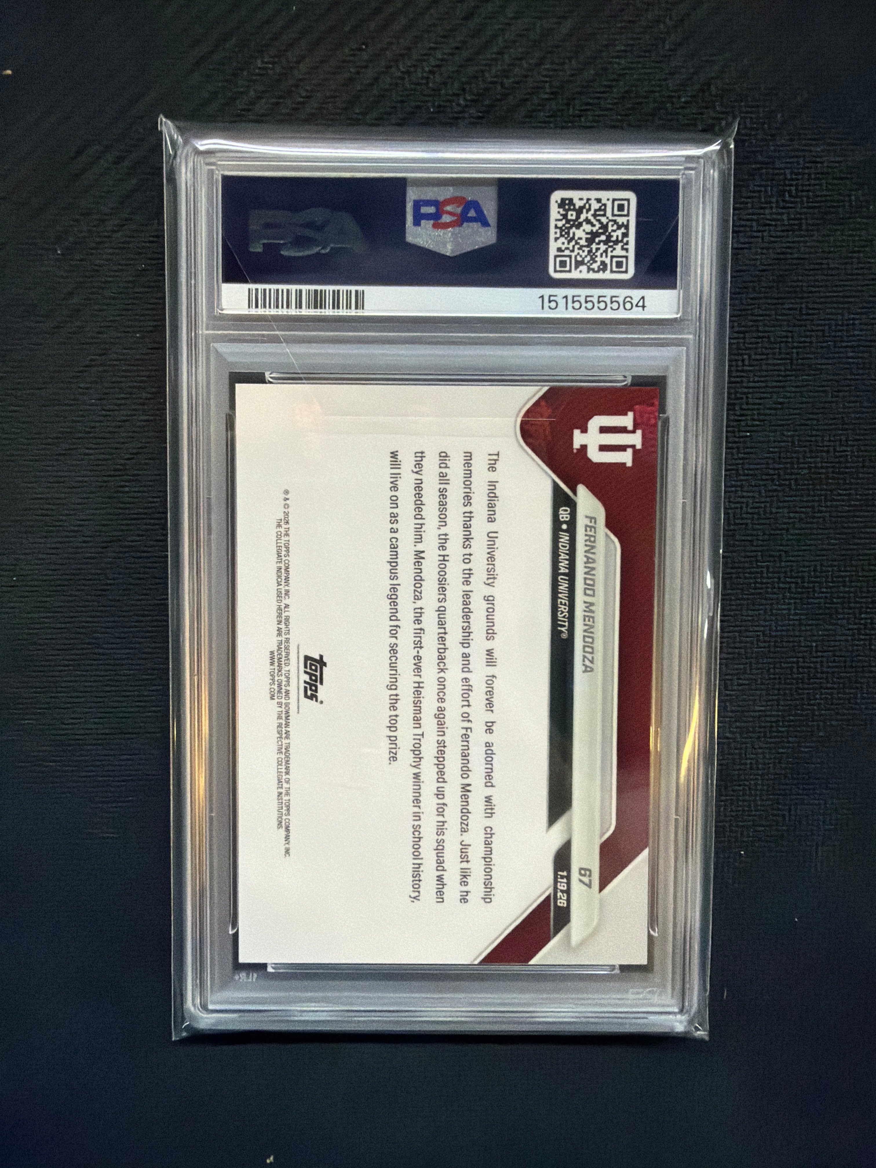 2025 Bowman U Now Fernando Mendoza PSA 10 564