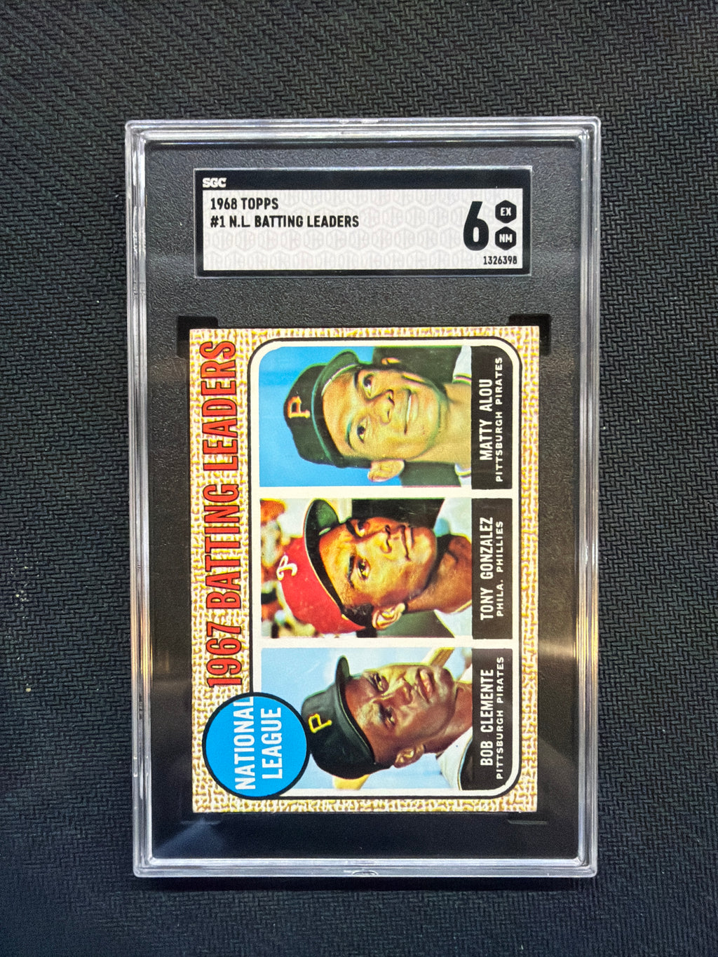 1968 Topps #1 N.L. Bob Clemente Tony Gonzalez Matty Alou SGC 6