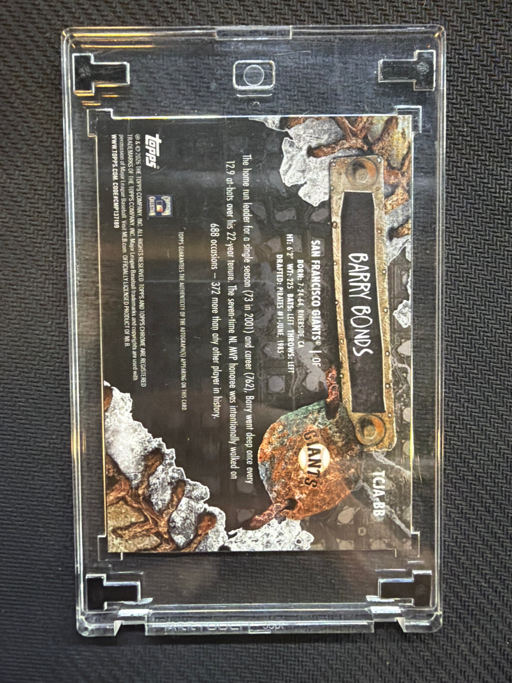2026 Topps Chrome Cactus Jack Barry Bonds Auto Black /10 Giants