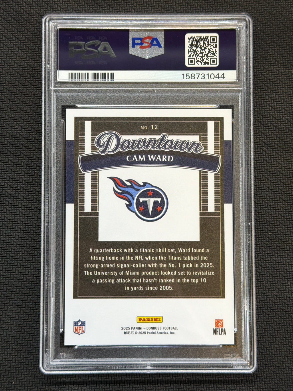 2025 Donruss Cam Ward Downtown Rookie PSA 10 Titans