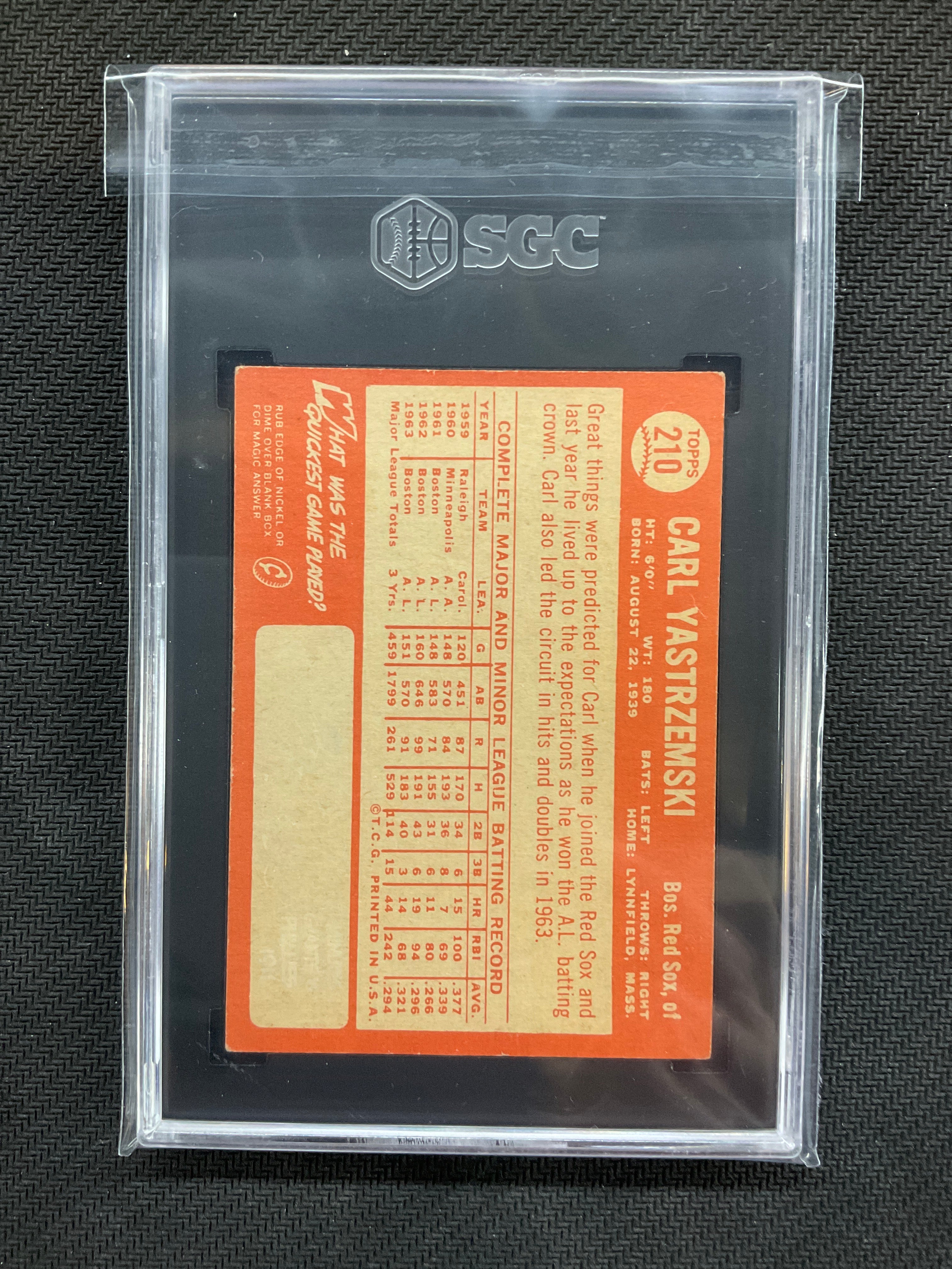 1964 Topps Carl Yastrzemski #210 SGC 5 Red Sox