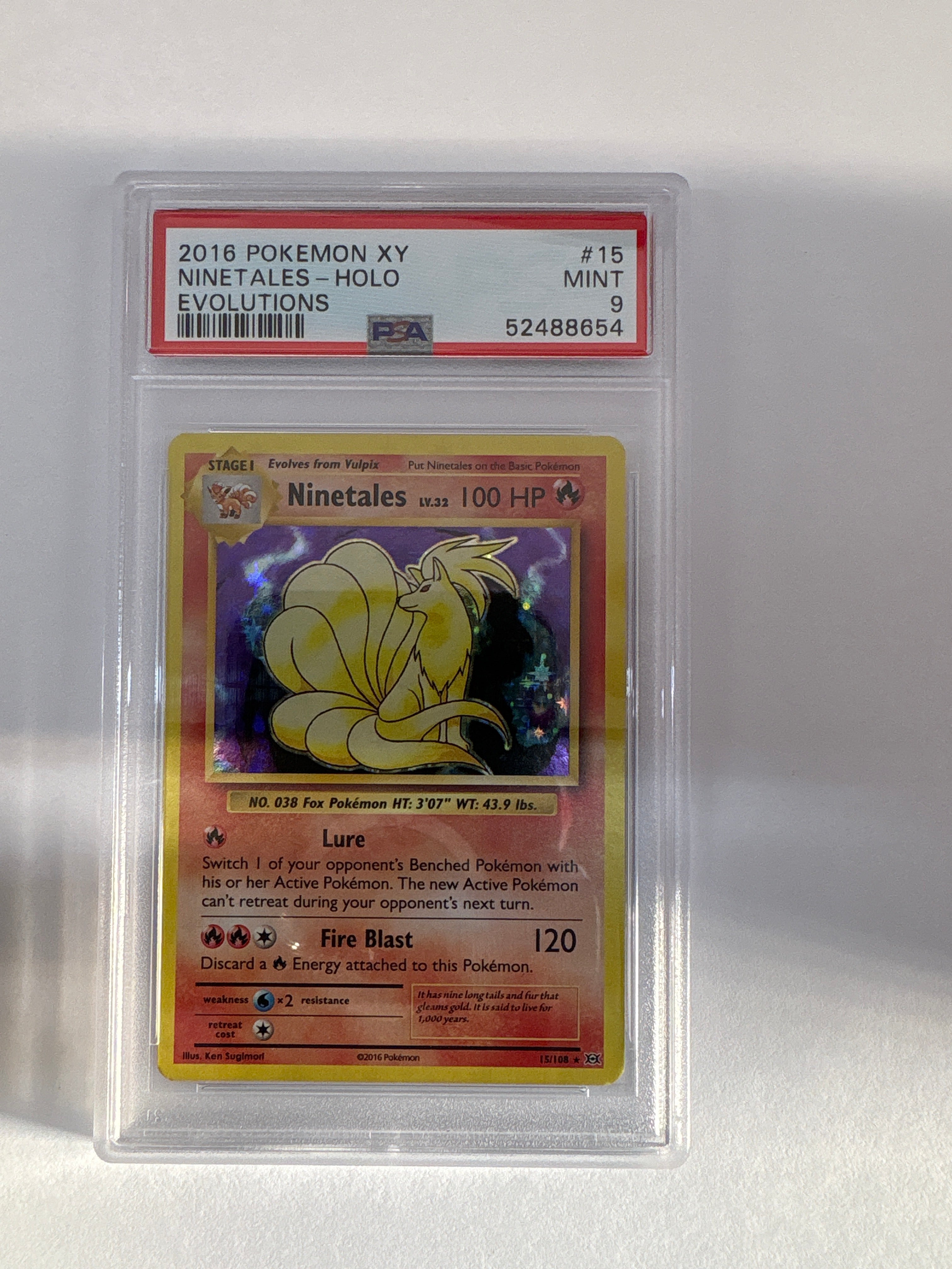 2016 Pokemon XY Evolutions Ninetales 15 Holo PSA 9