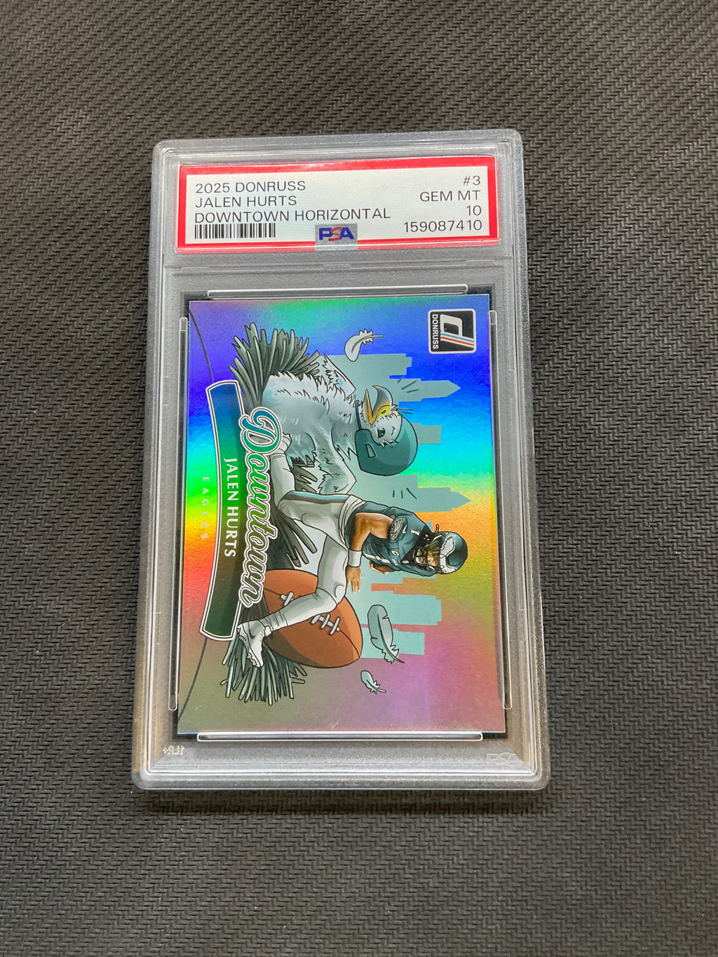 2025 Donruss Jalen Hurts Horizontal Downtown! PSA 10 Eagles 410