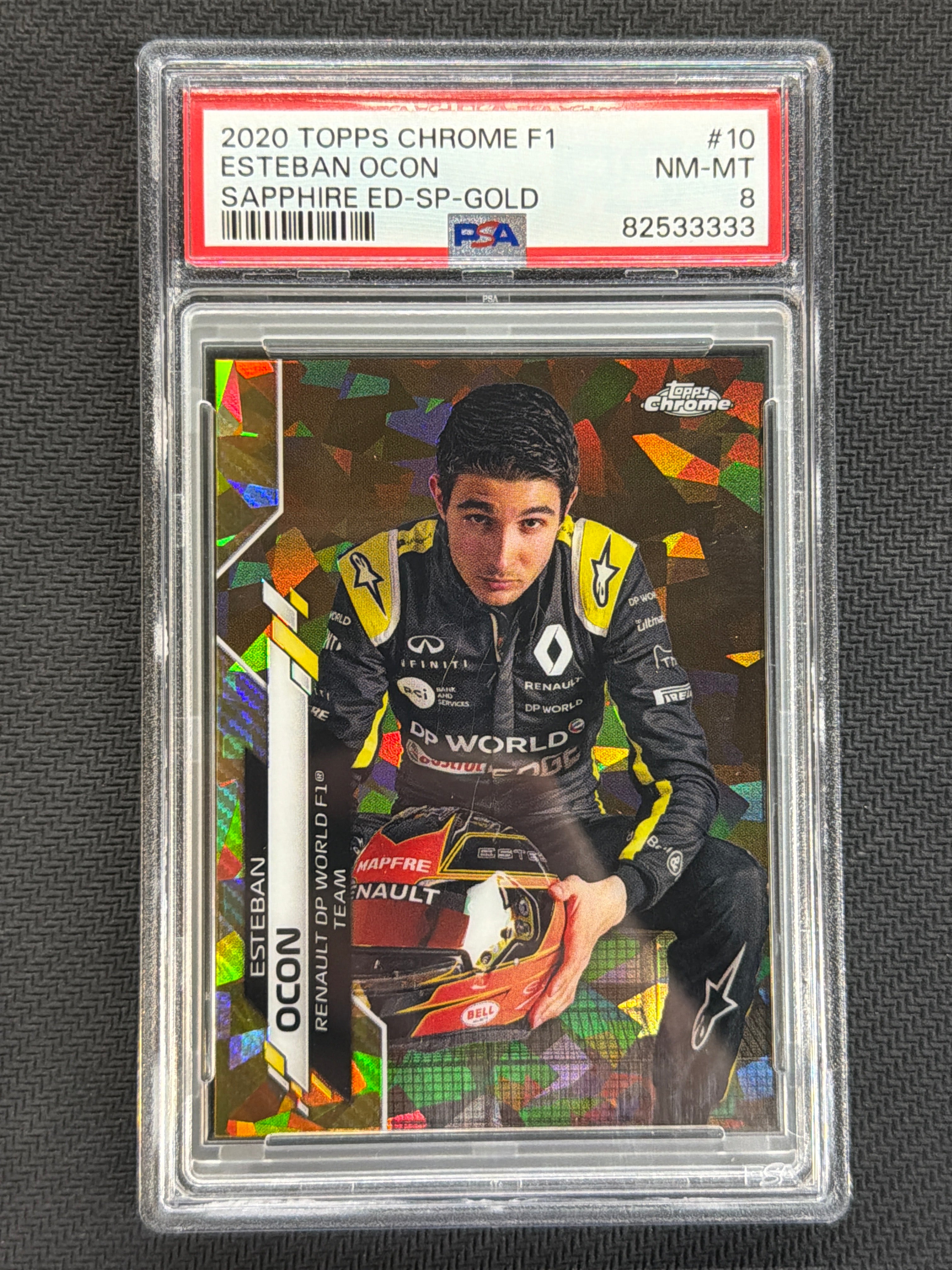 2020 Topps Chrome F1 Sapphire  Esteban Ocon Gold /50 Image Variation PSA 8  333