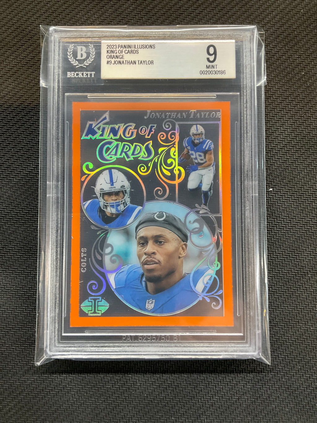 2023 Illusions Jonathan Taylor King Of Cards Orange BGS 9