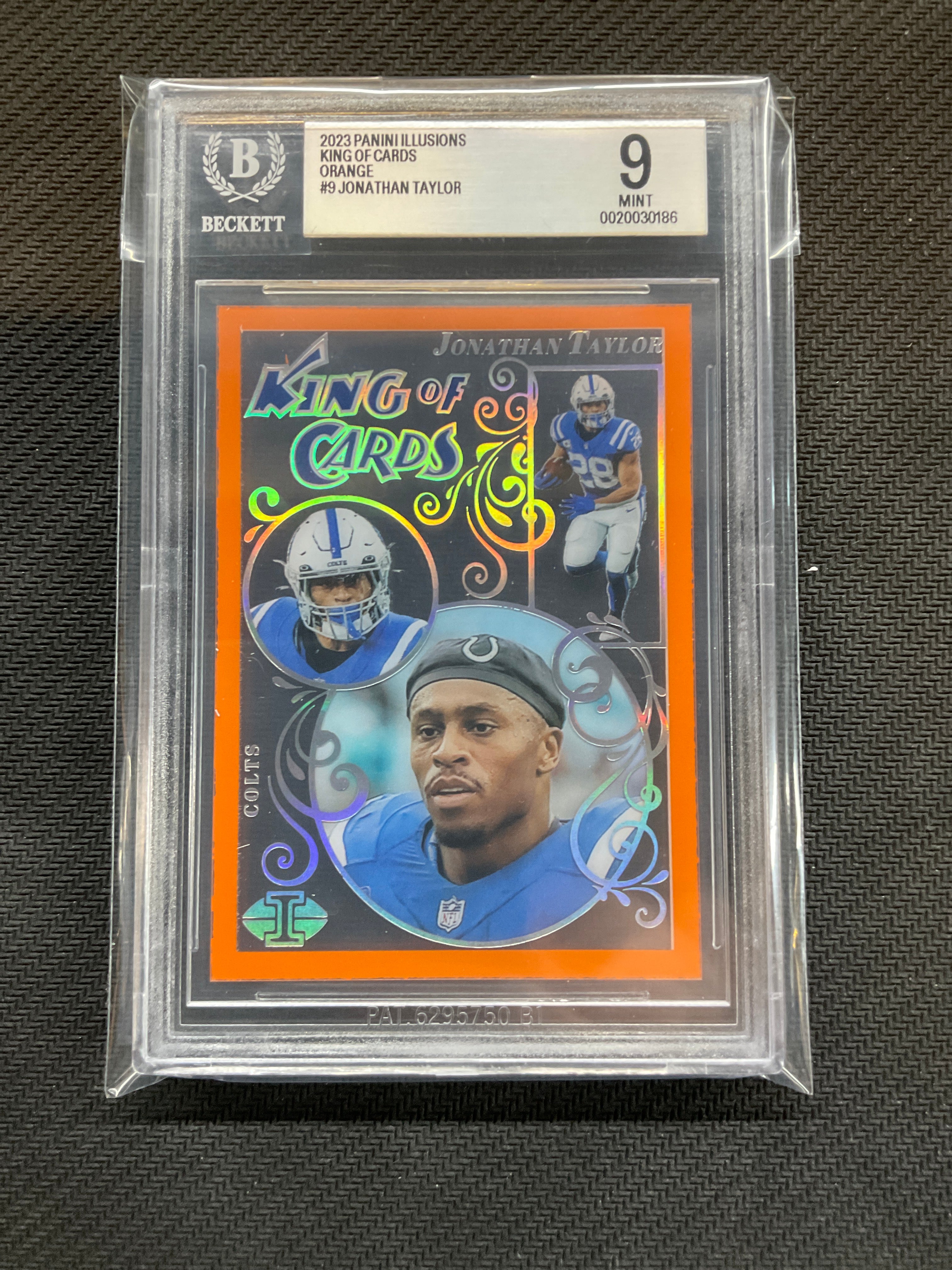 2023 Illusions Jonathan Taylor King Of Cards Orange BGS 9