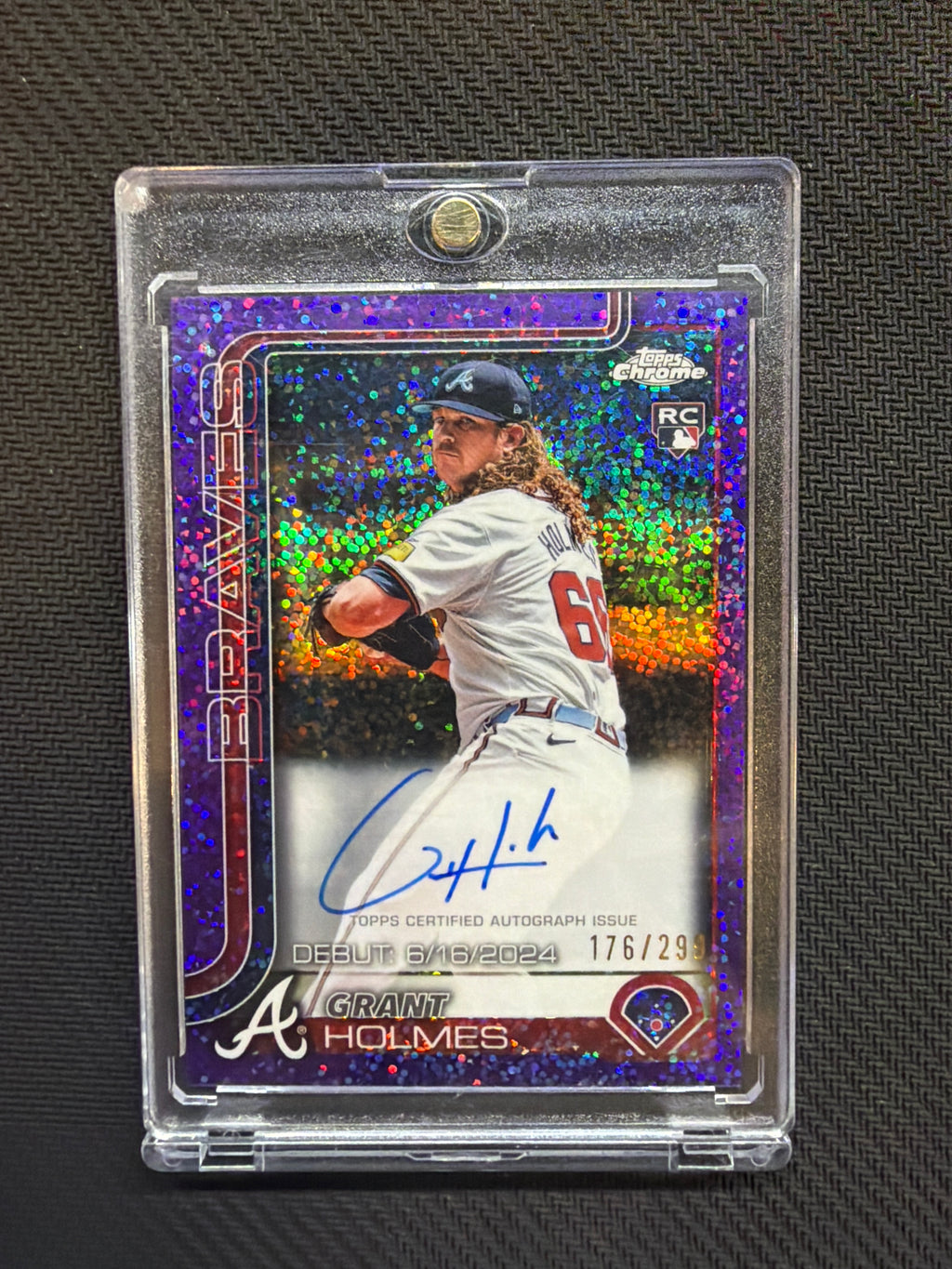 2025 Topps Chrome Grant Holmes Auto /299 Purple Speckle Braves
