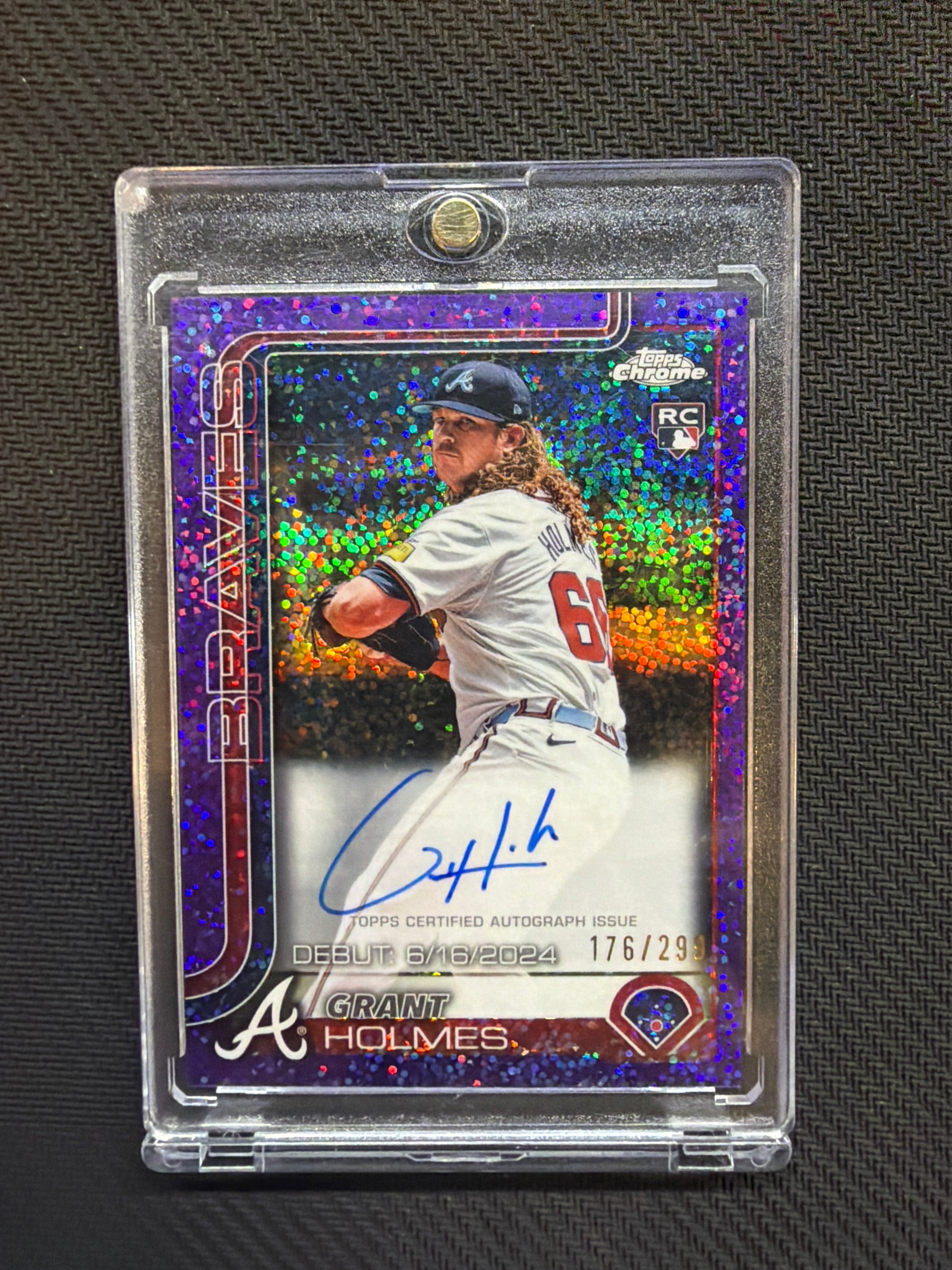 2025 Topps Chrome Grant Holmes Auto /299 Purple Speckle Braves